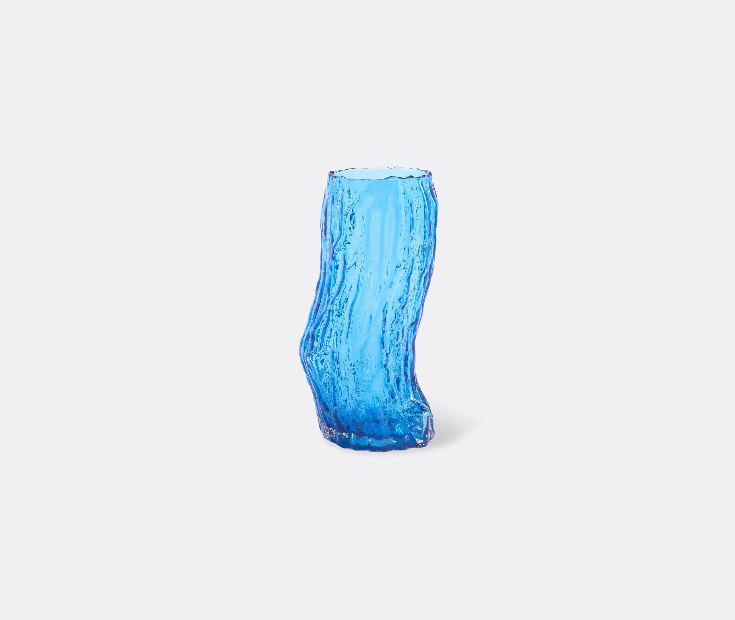Tree Log Vase with Textured Design - Blue Glass image
