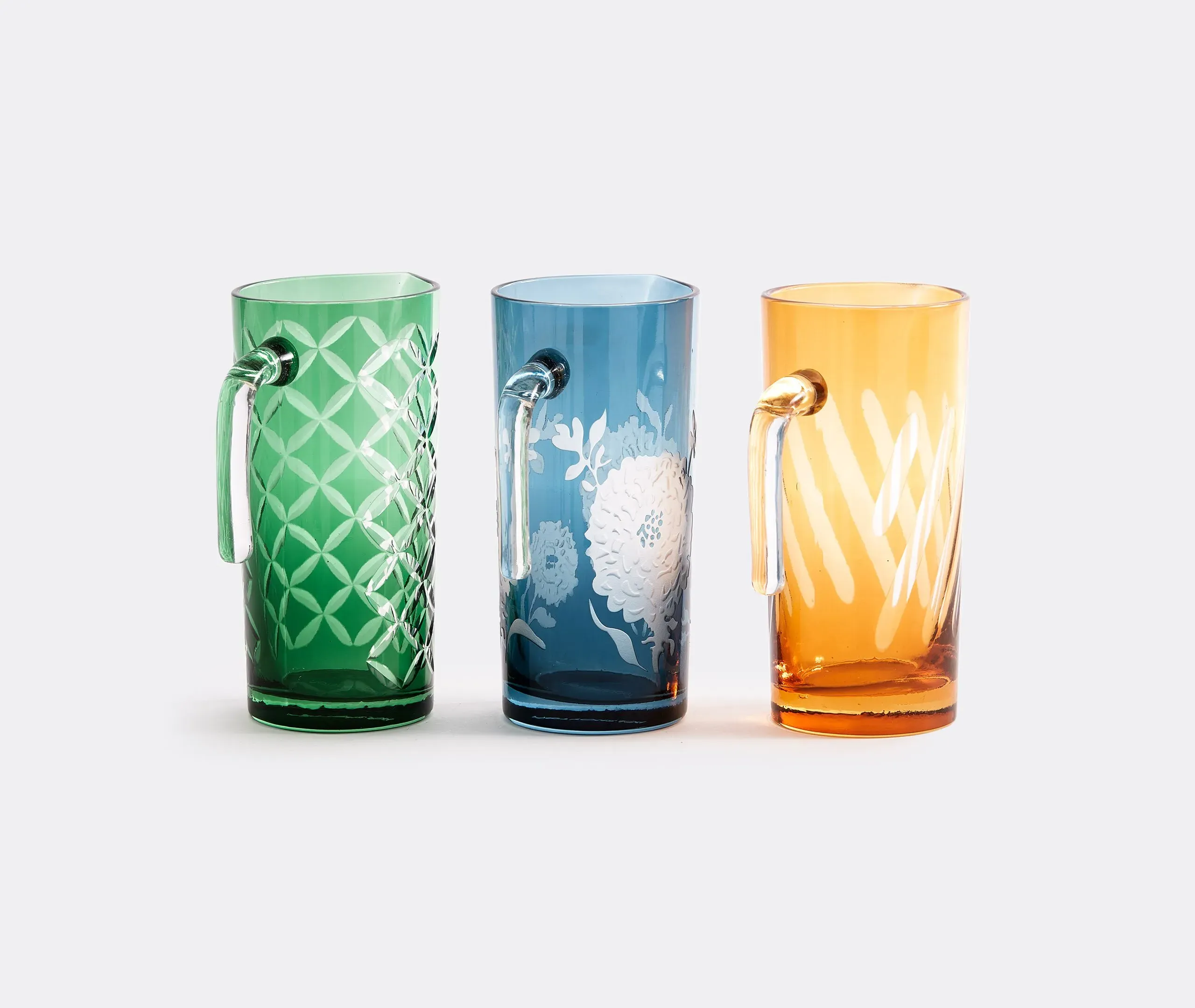 Wave Pattern Pitcher with Sandblasted Design - Orange
