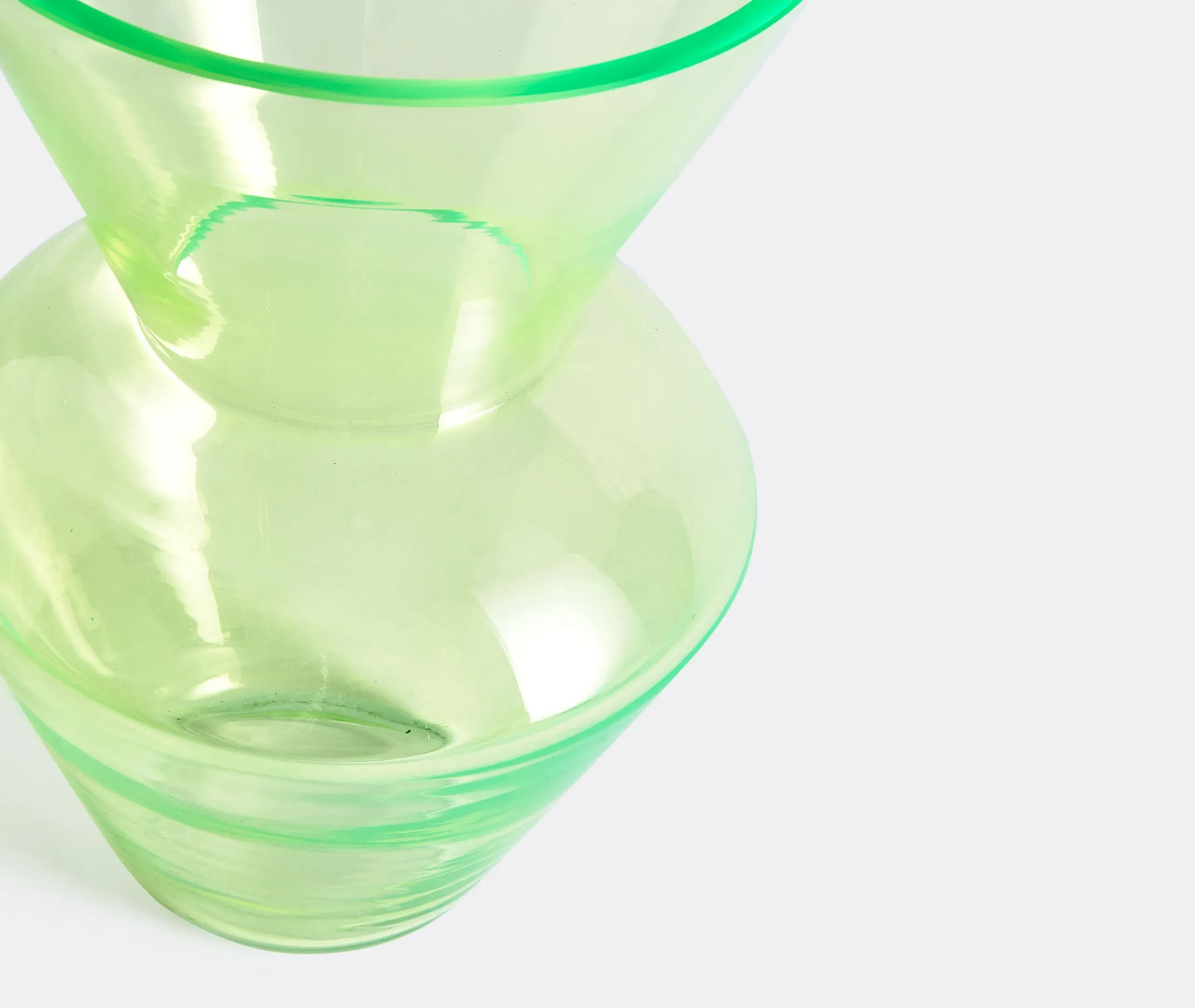 Wide Neck Vase - Green, Glass