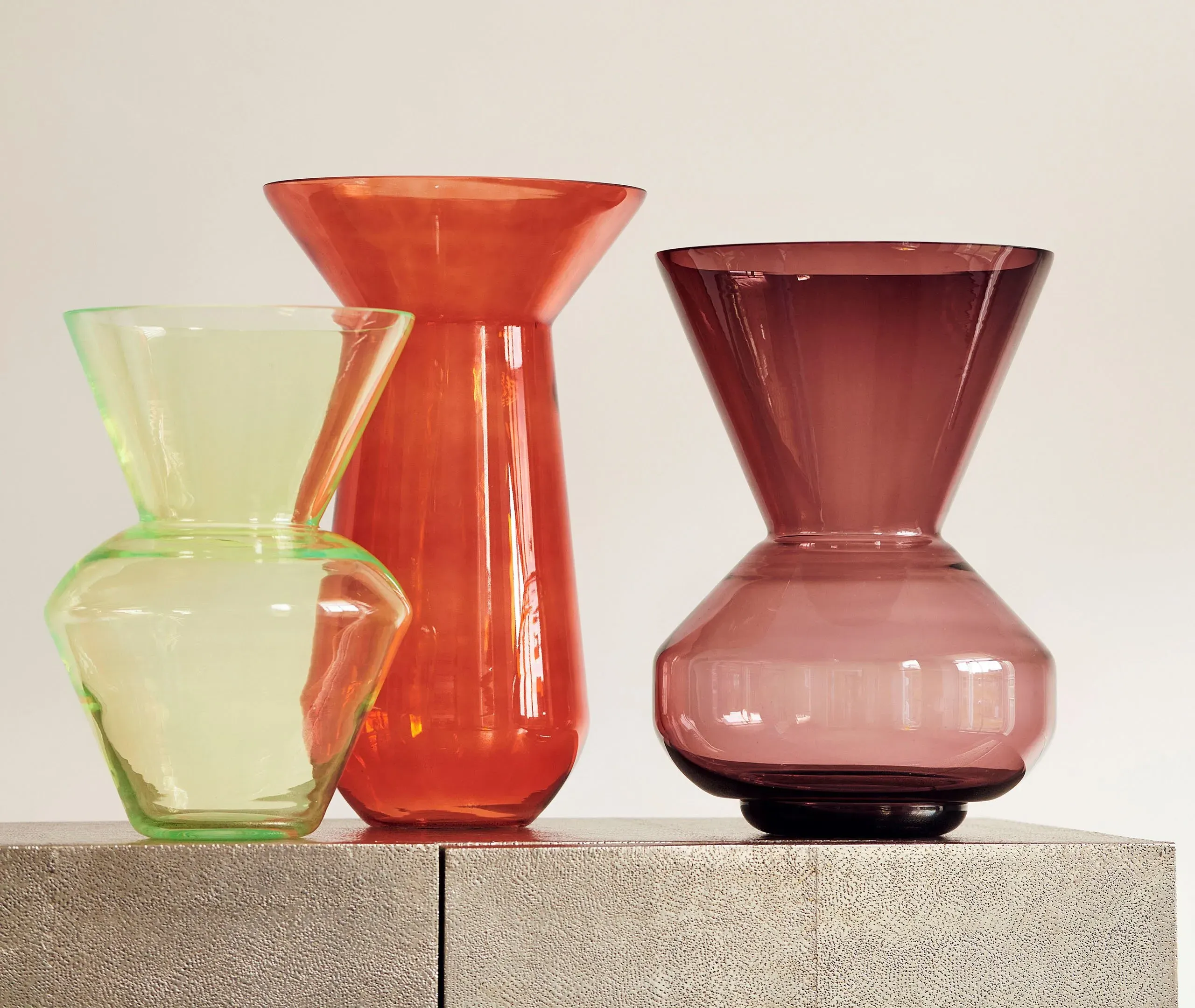 Wide Neck Vase - Green, Glass