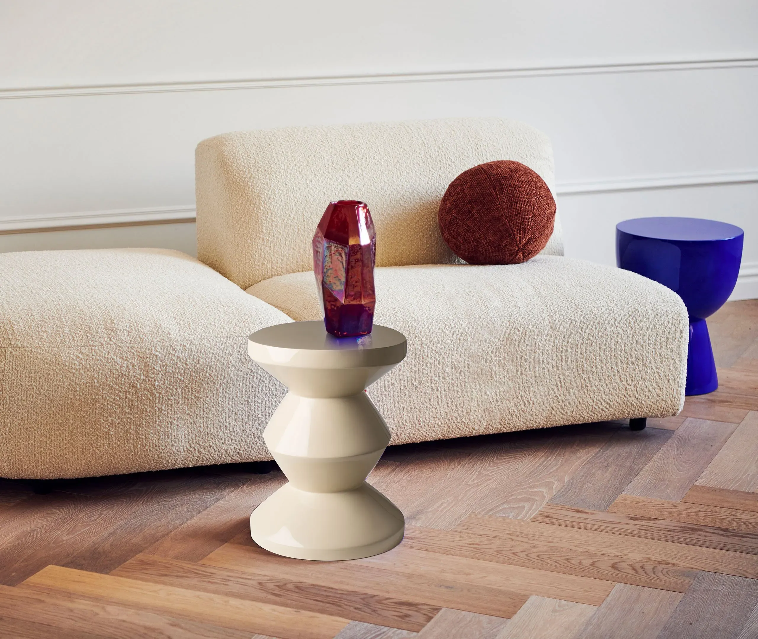 Zig Zag Stool - Beige