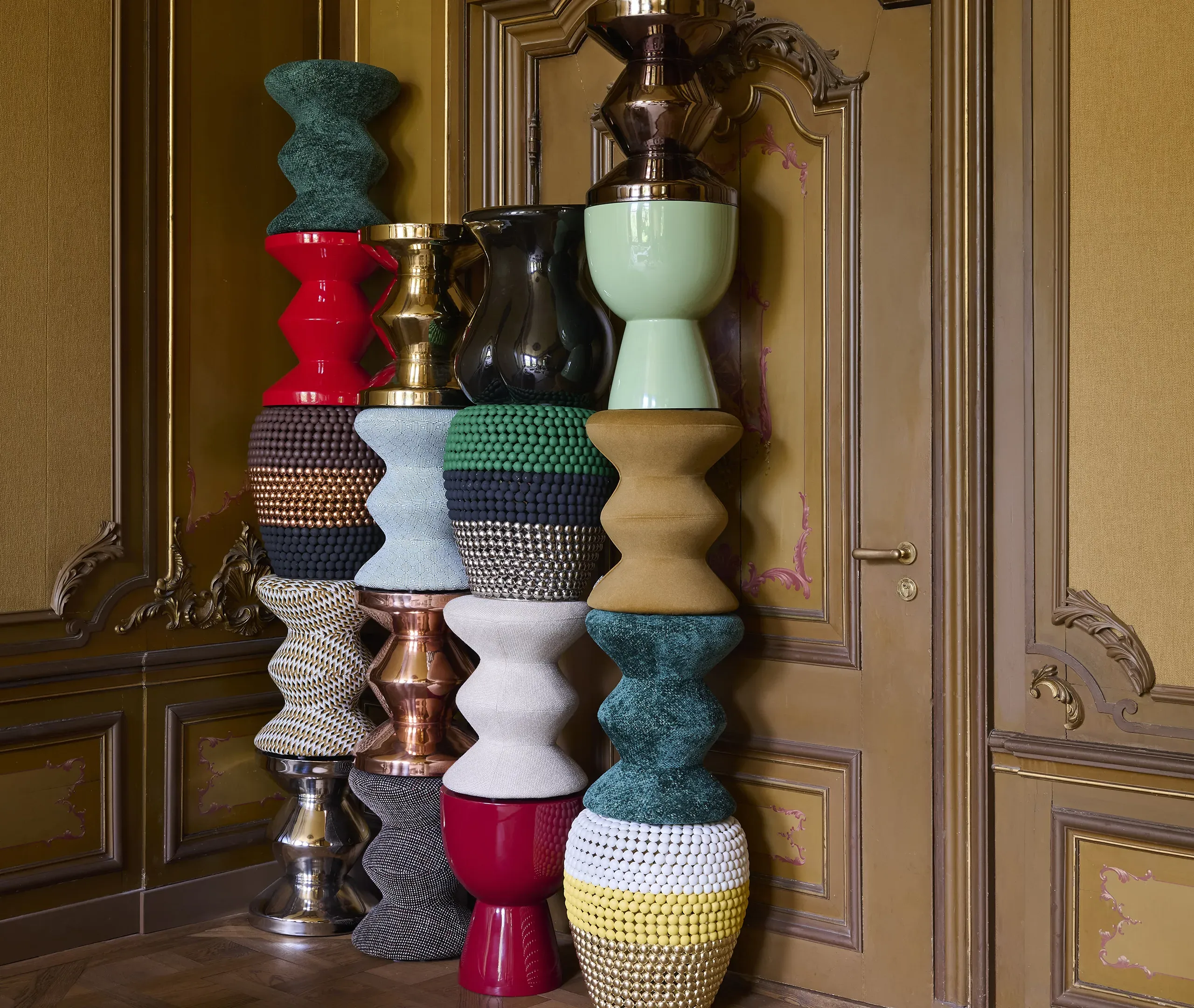 Zig Zag Stool - Brown