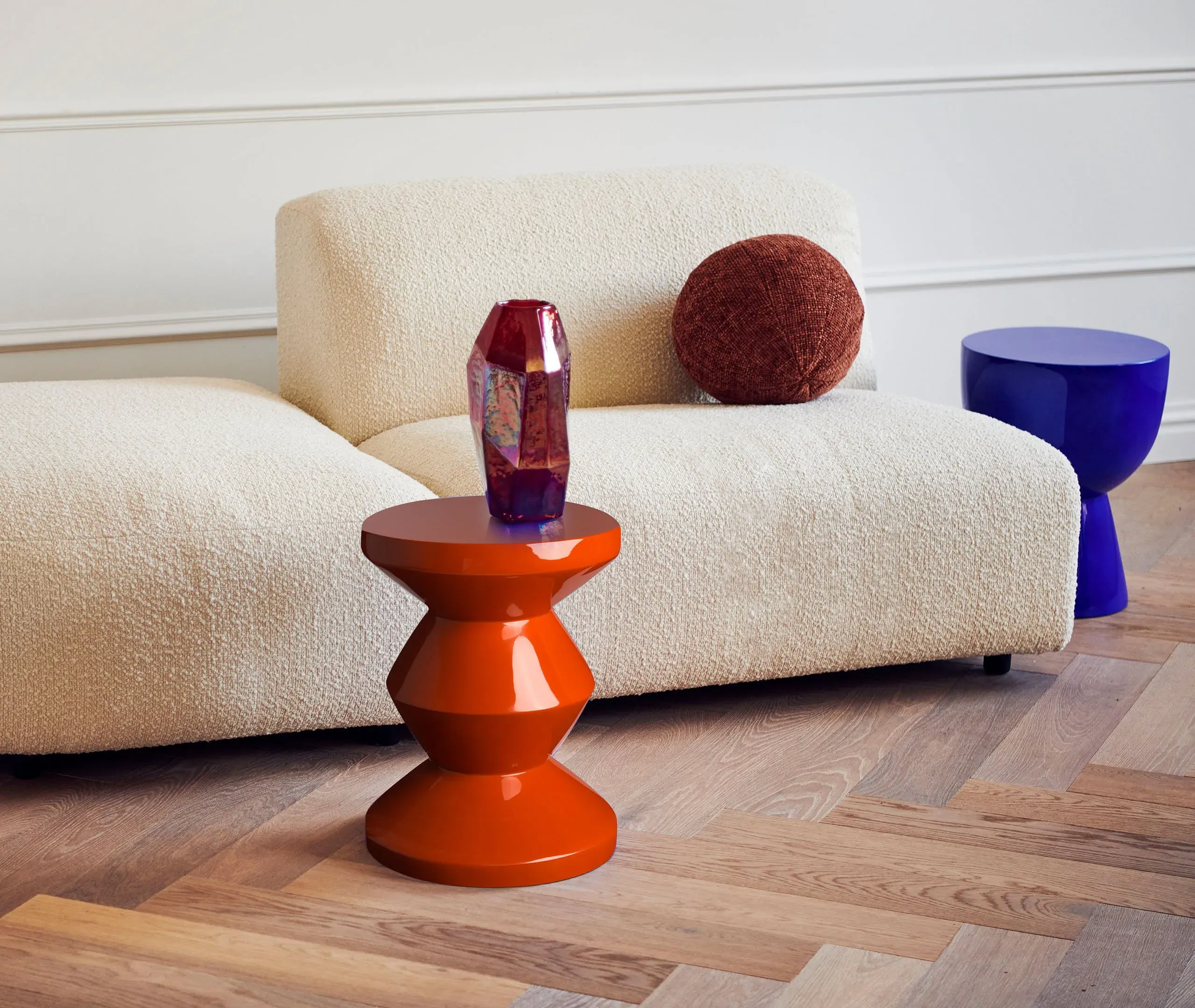 Zig Zag Stool - Coral