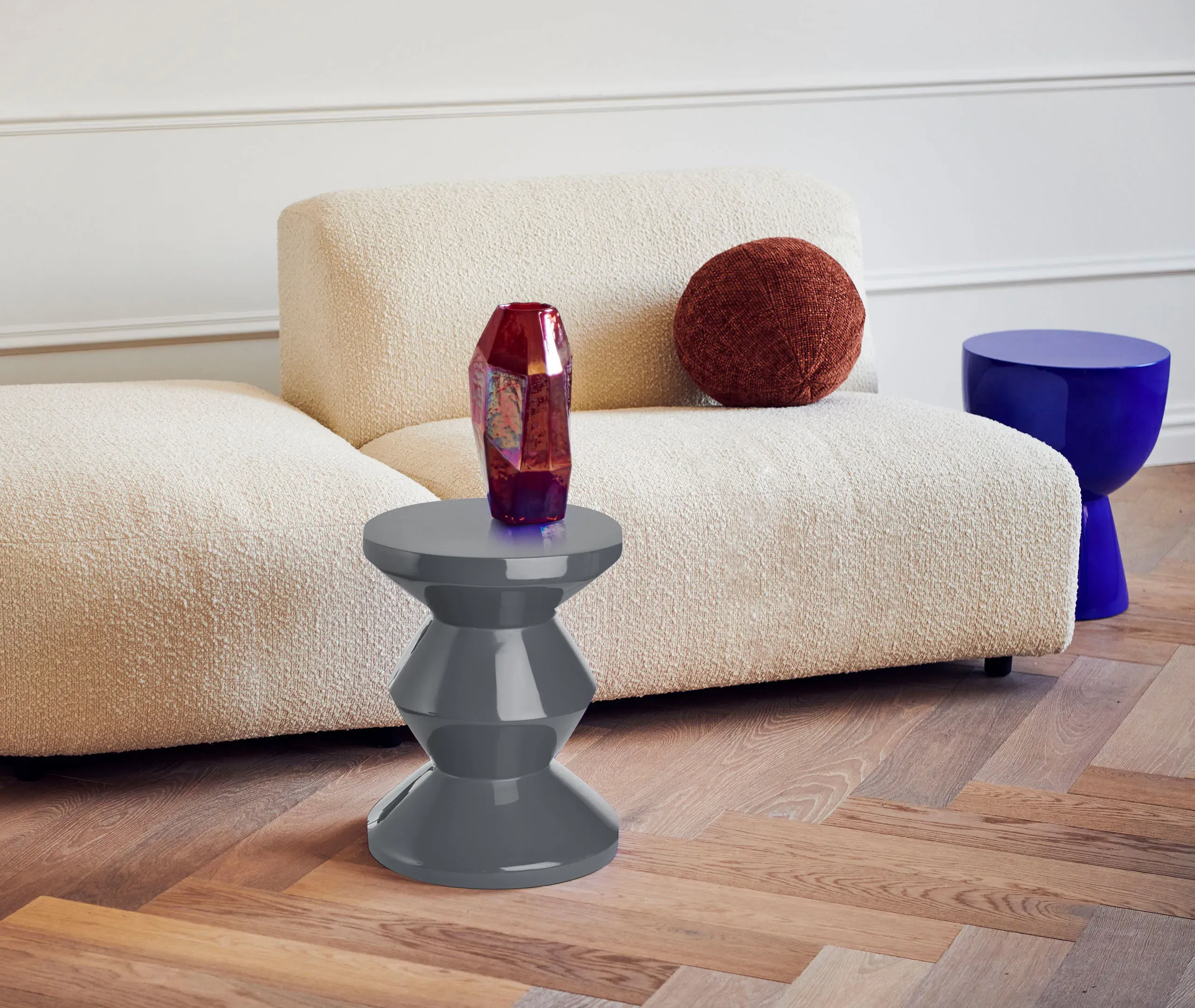 Zig Zag Stool - Grey