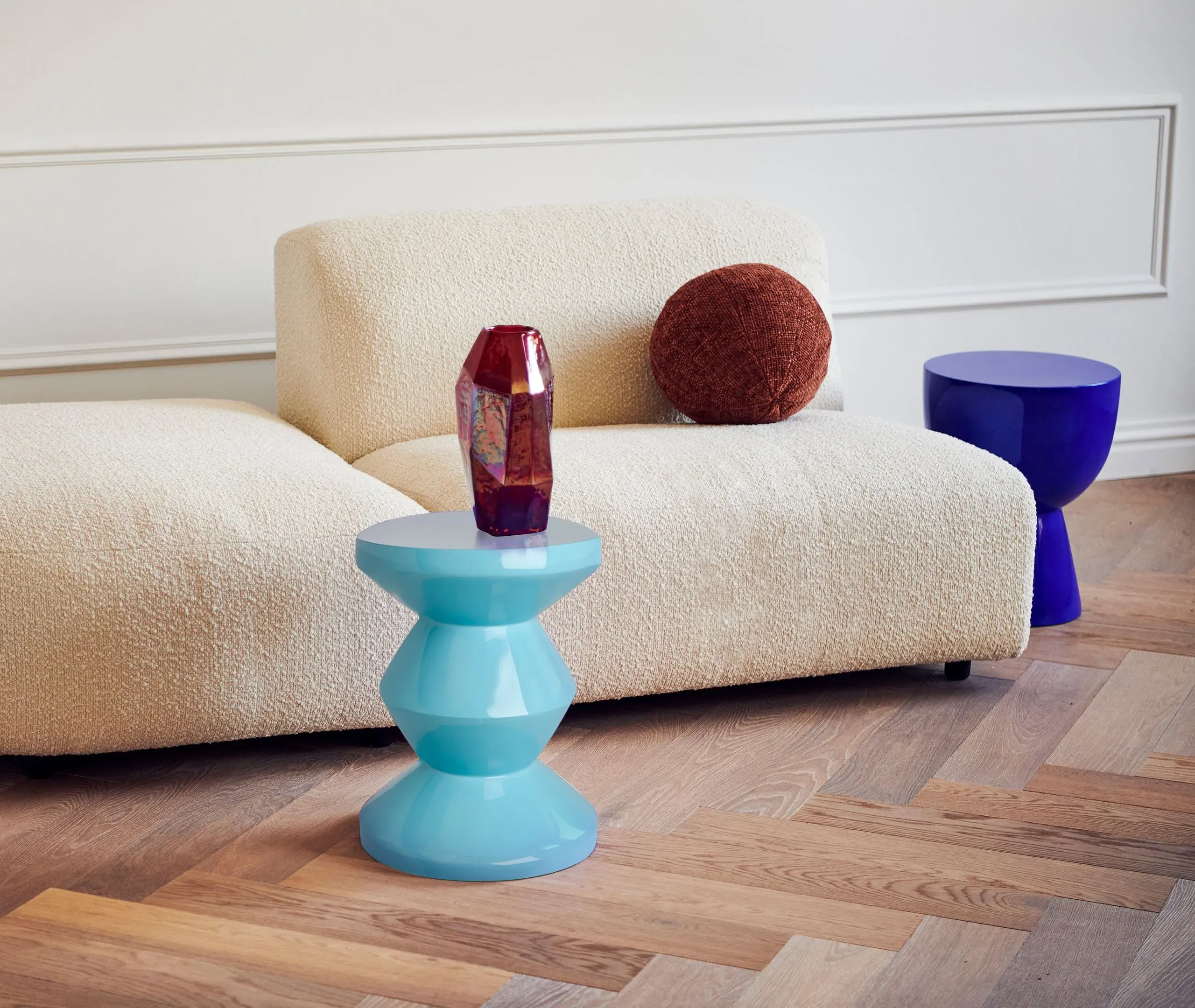 Zig Zag Stool - Light Blue
