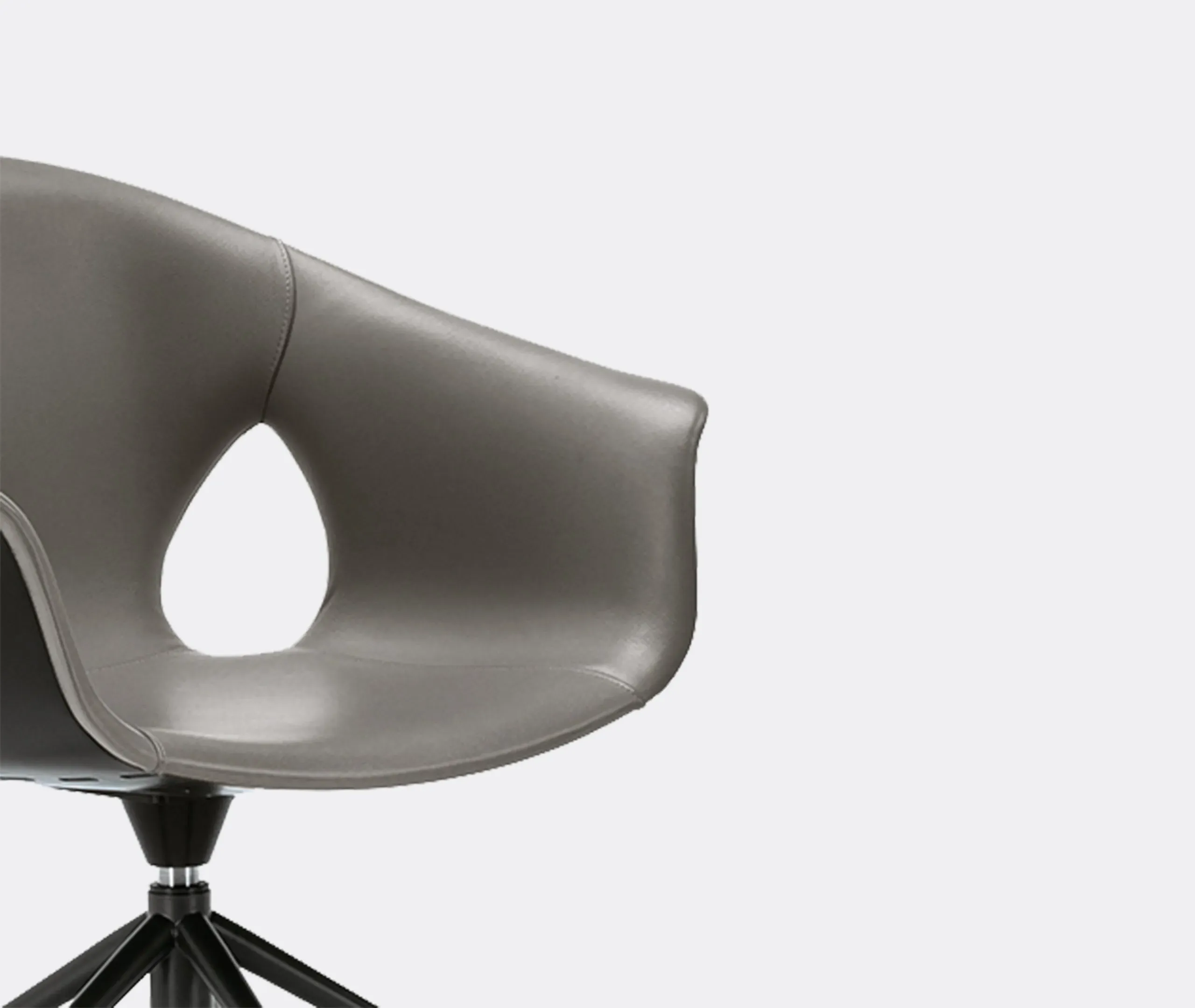 5-Spoke Swivel Chair with Castors - Grey, Leather