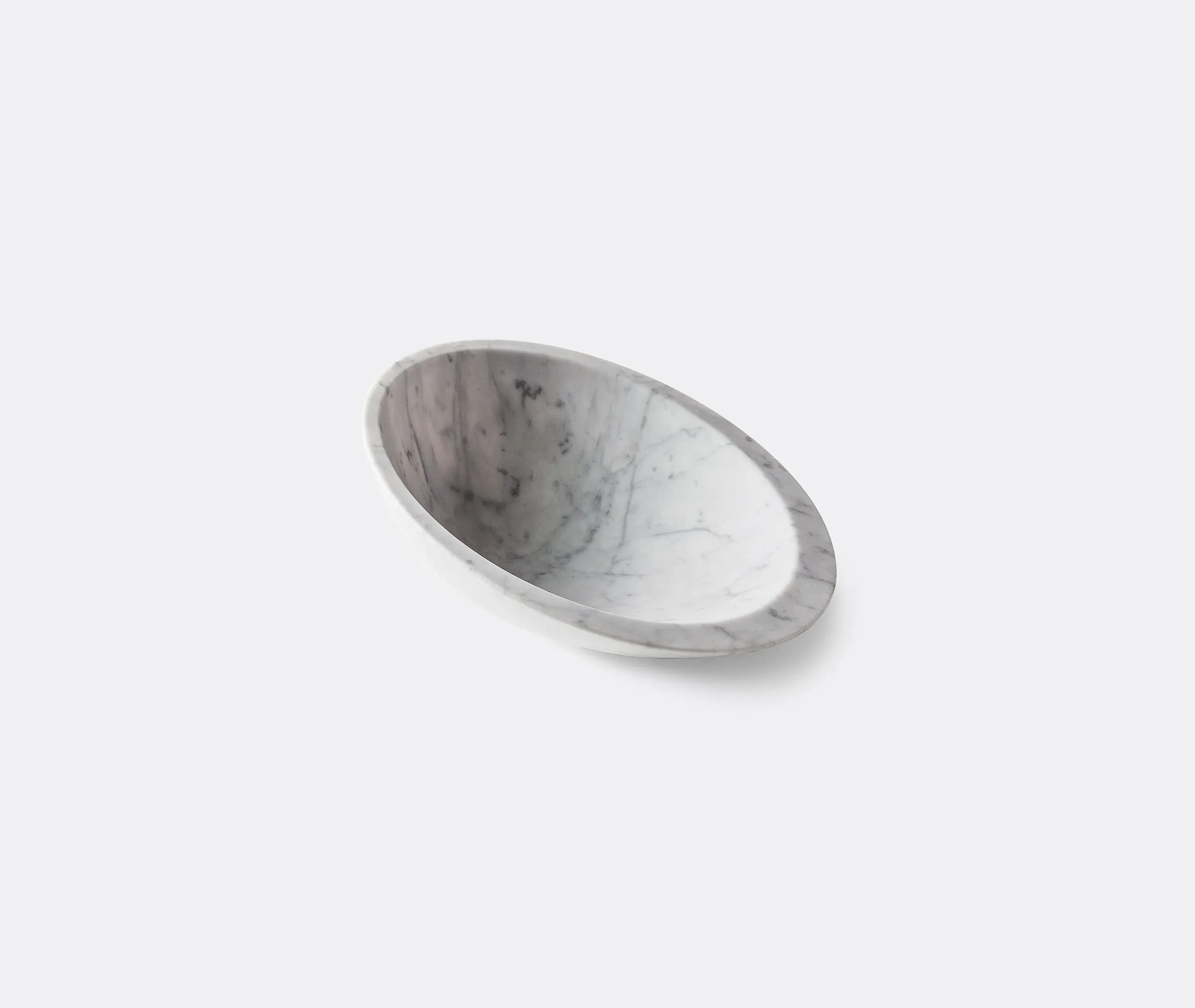 Asymmetrical Bowl with Brass Base - White, Marble