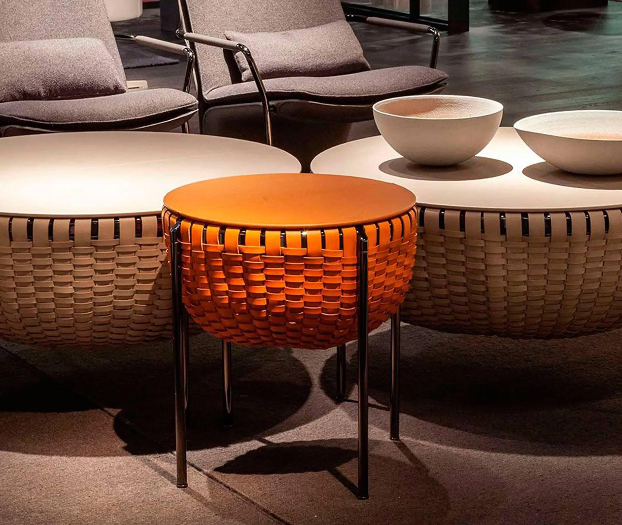 Cestlavie Small Table with Storage - Light Brown, Leather