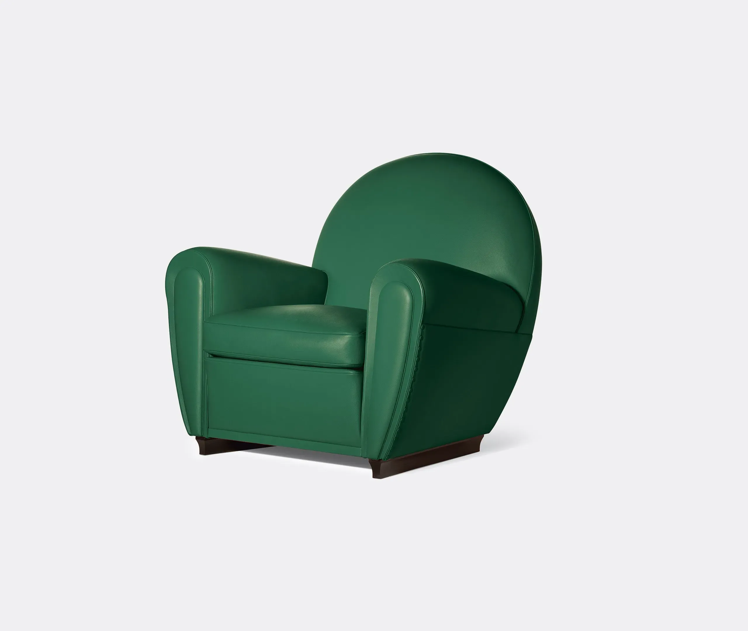 Classic Armchair with Springs - Green, Leather