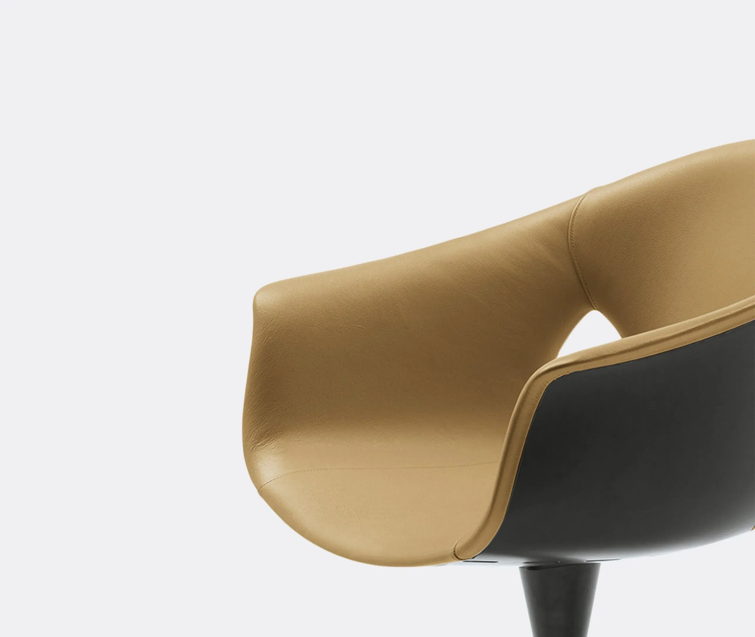 Column Base Swivel Chair - Brown, Leather