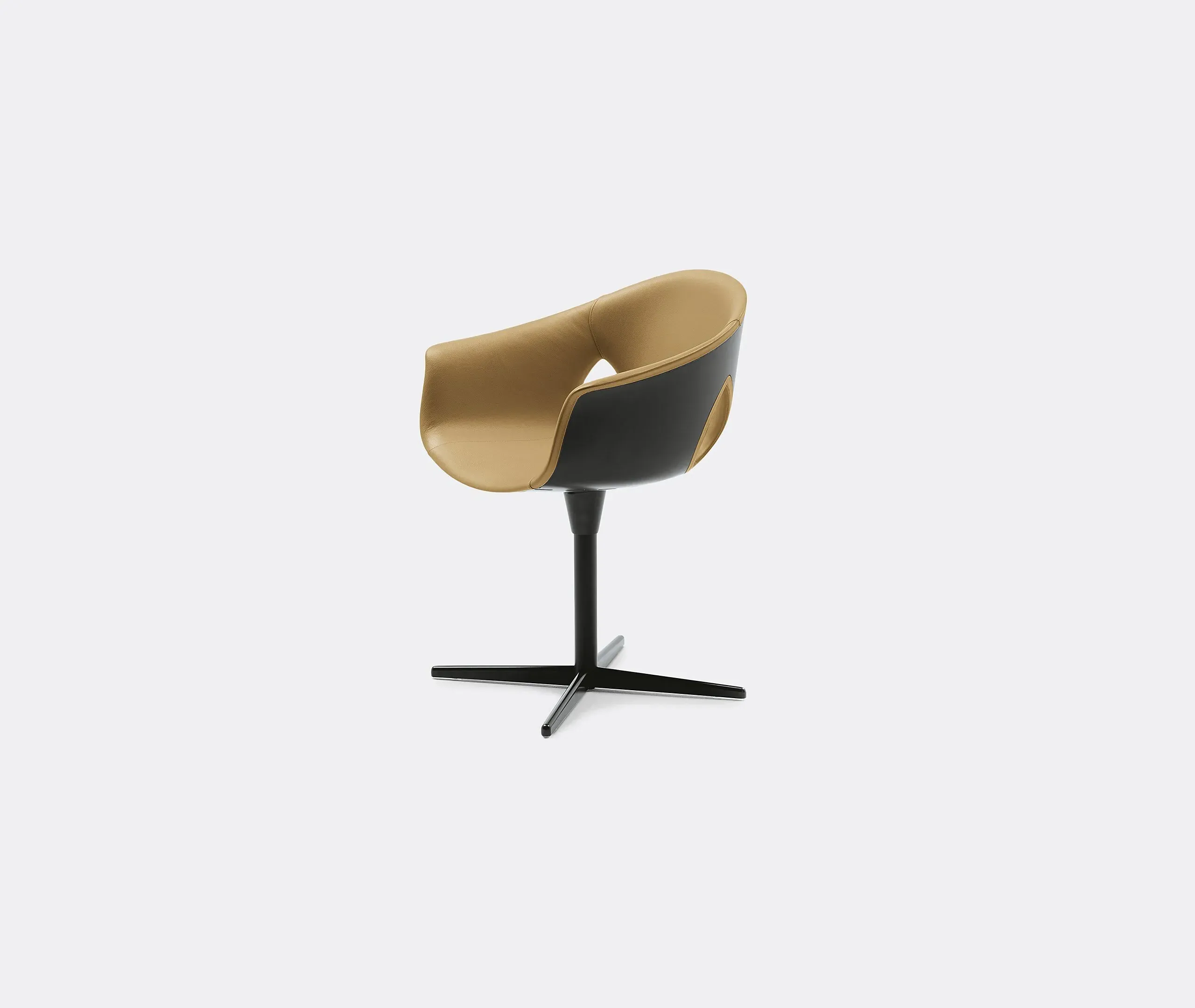 Column Base Swivel Chair - Brown, Leather image