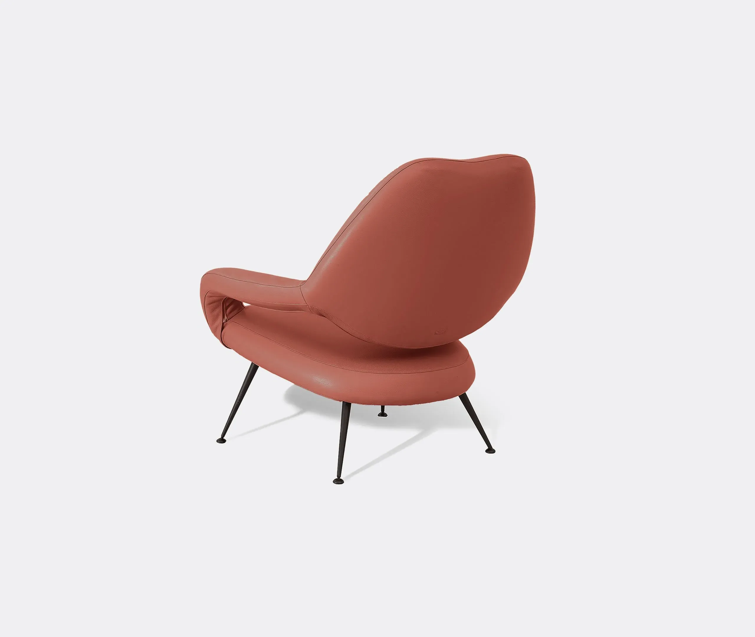 Curved Shell Armchair - Red, Leather