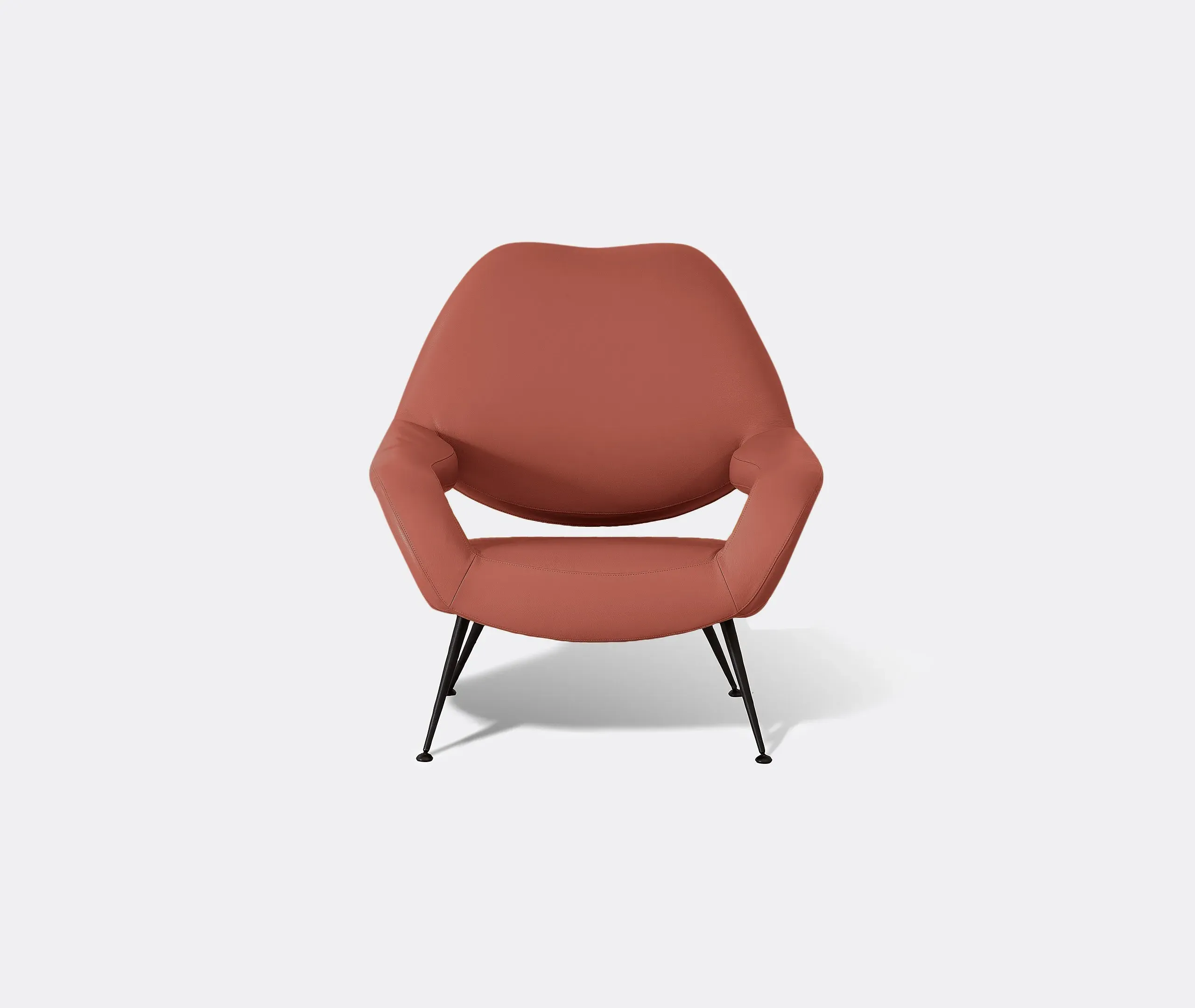 Curved Shell Armchair - Red, Leather image