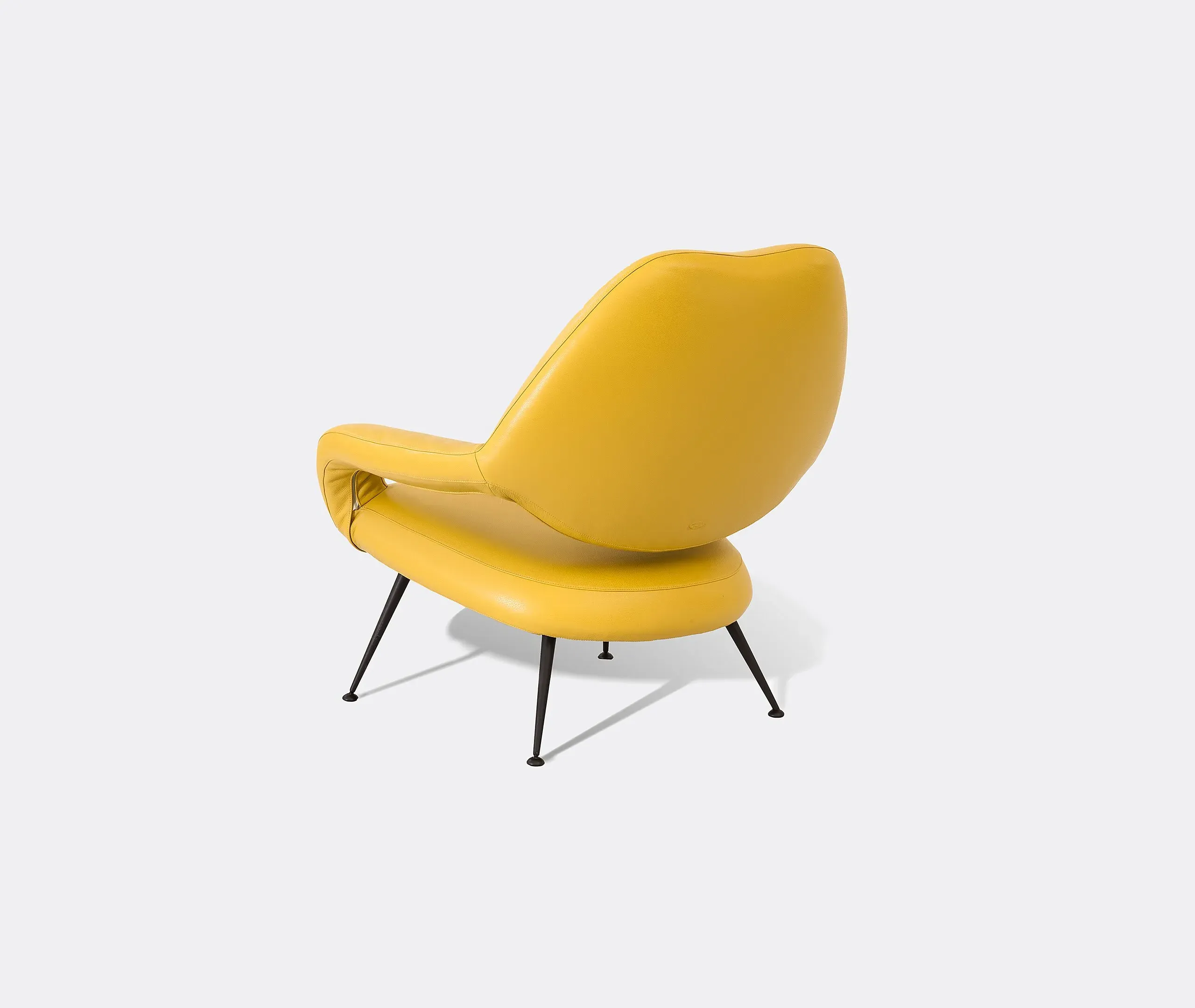 Curved Shell Armchair - Yellow, Leather