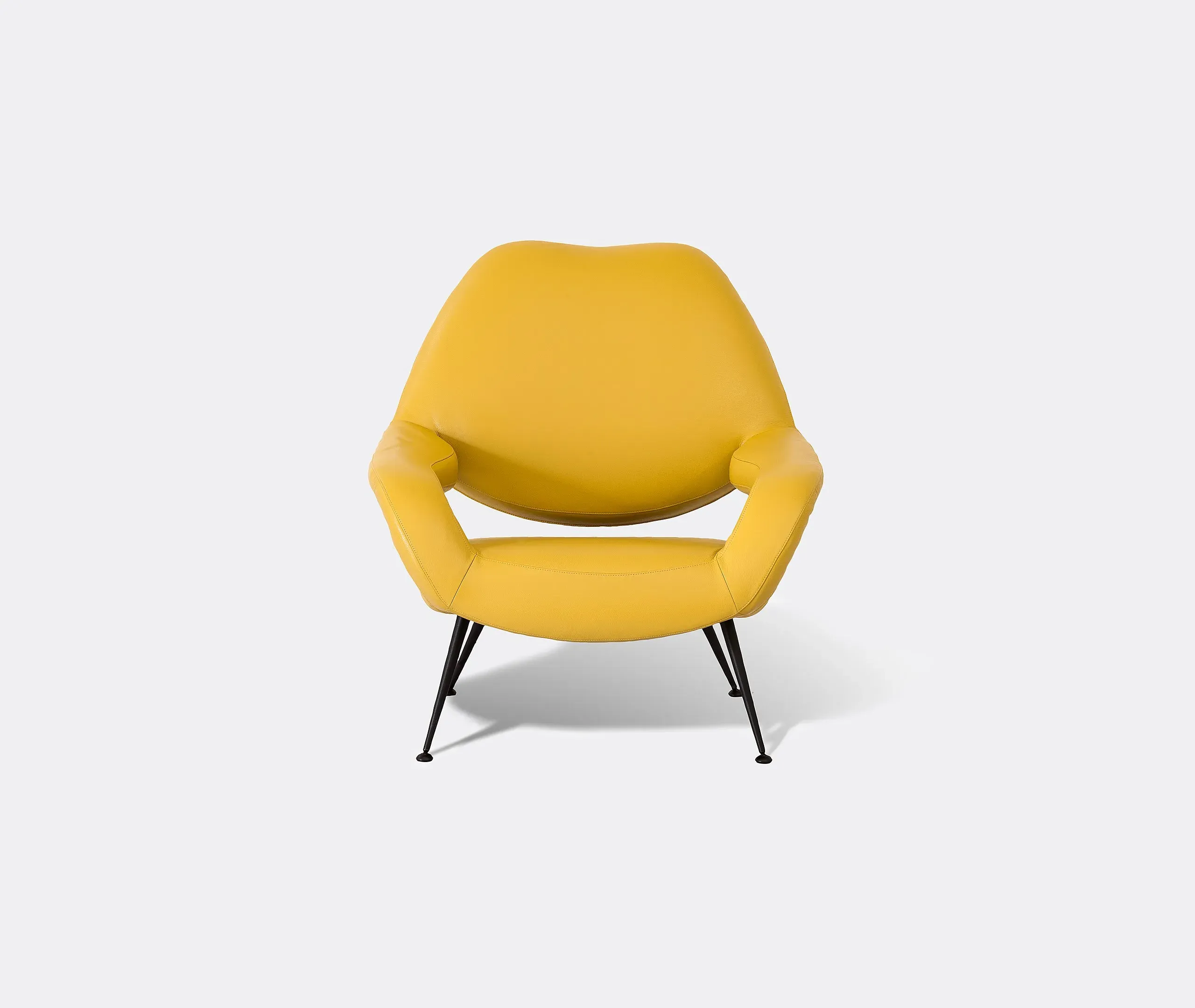 Curved Shell Armchair - Yellow, Leather