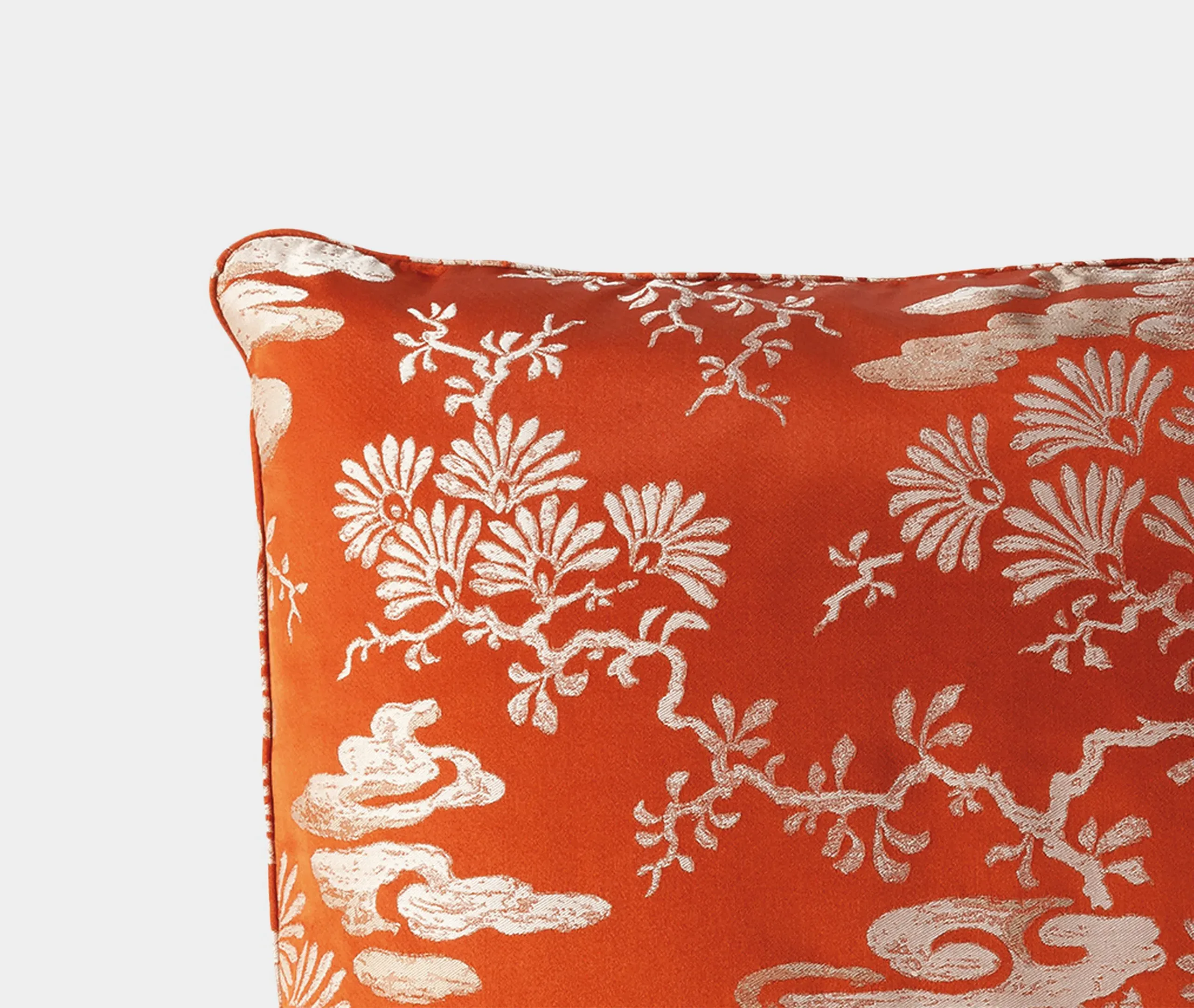 Decorative Cushion with Piping - Fire, Silk