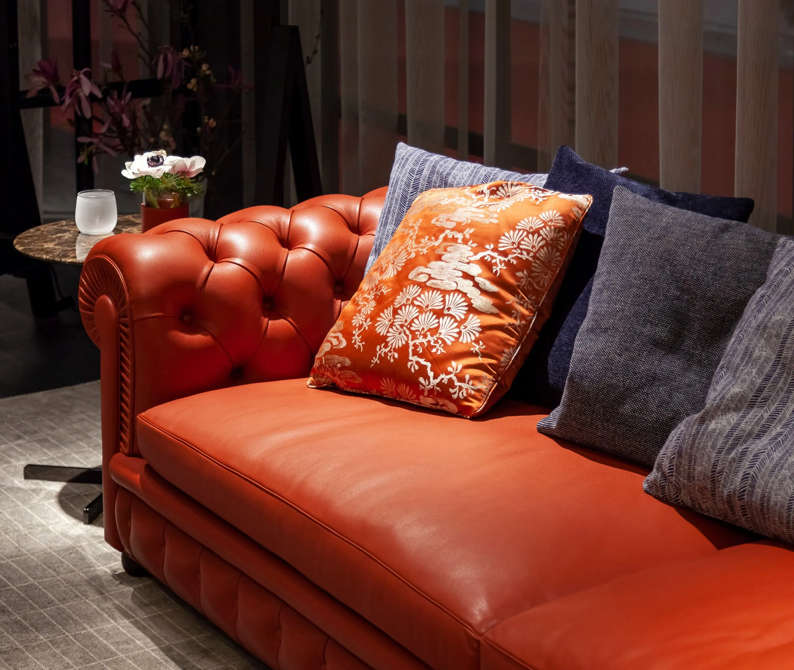 Decorative Cushion with Piping - Fire, Silk