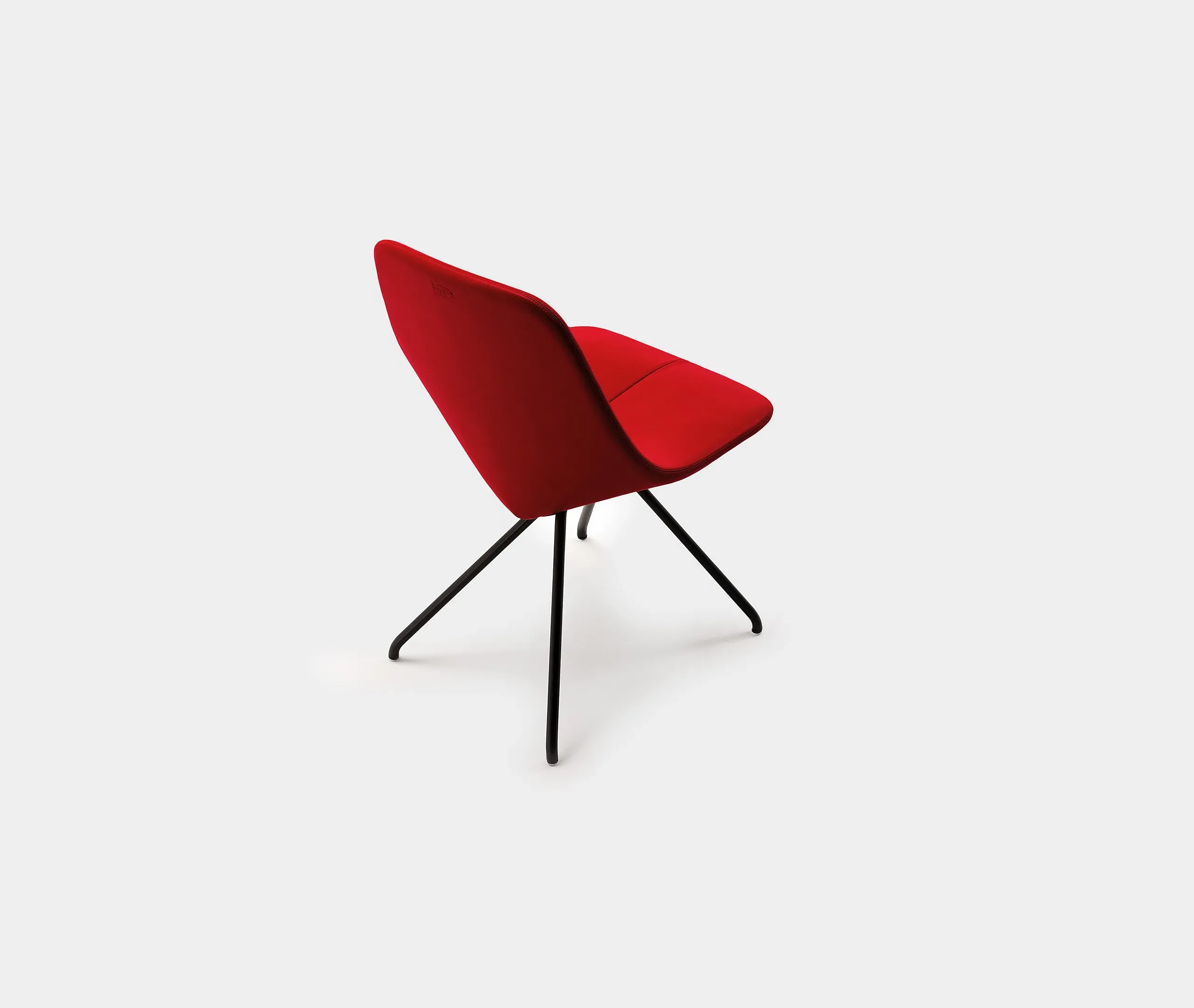 Dining Chair with Steel Frame - Red, Leather