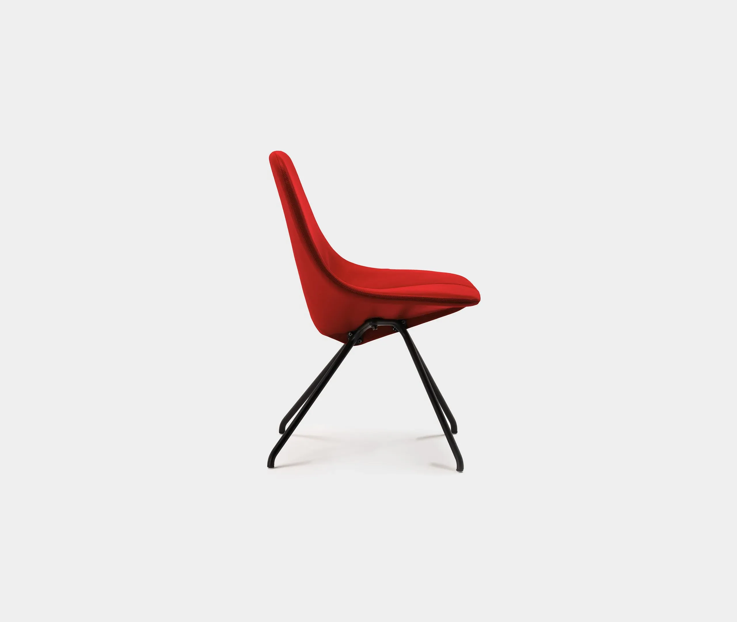 Dining Chair with Steel Frame - Red, Leather