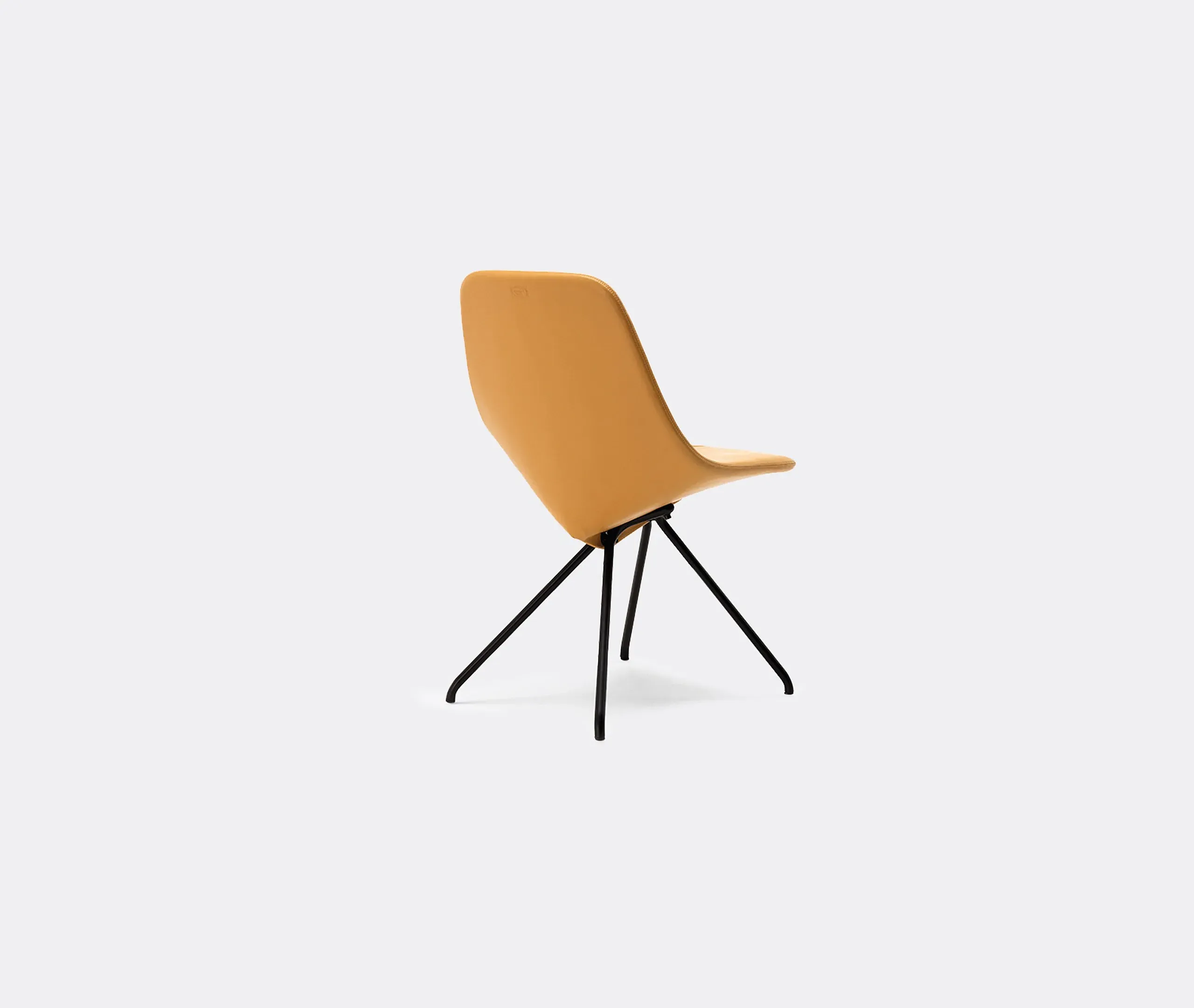 Dining Chair with Steel Frame - Yellow, Leather