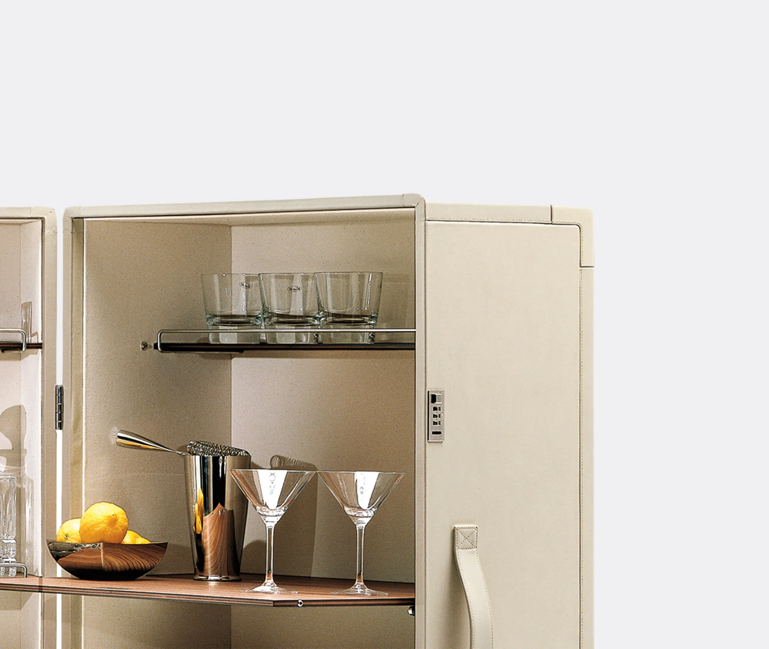 Drinks Cabinet with Storage - Ivory, Leather