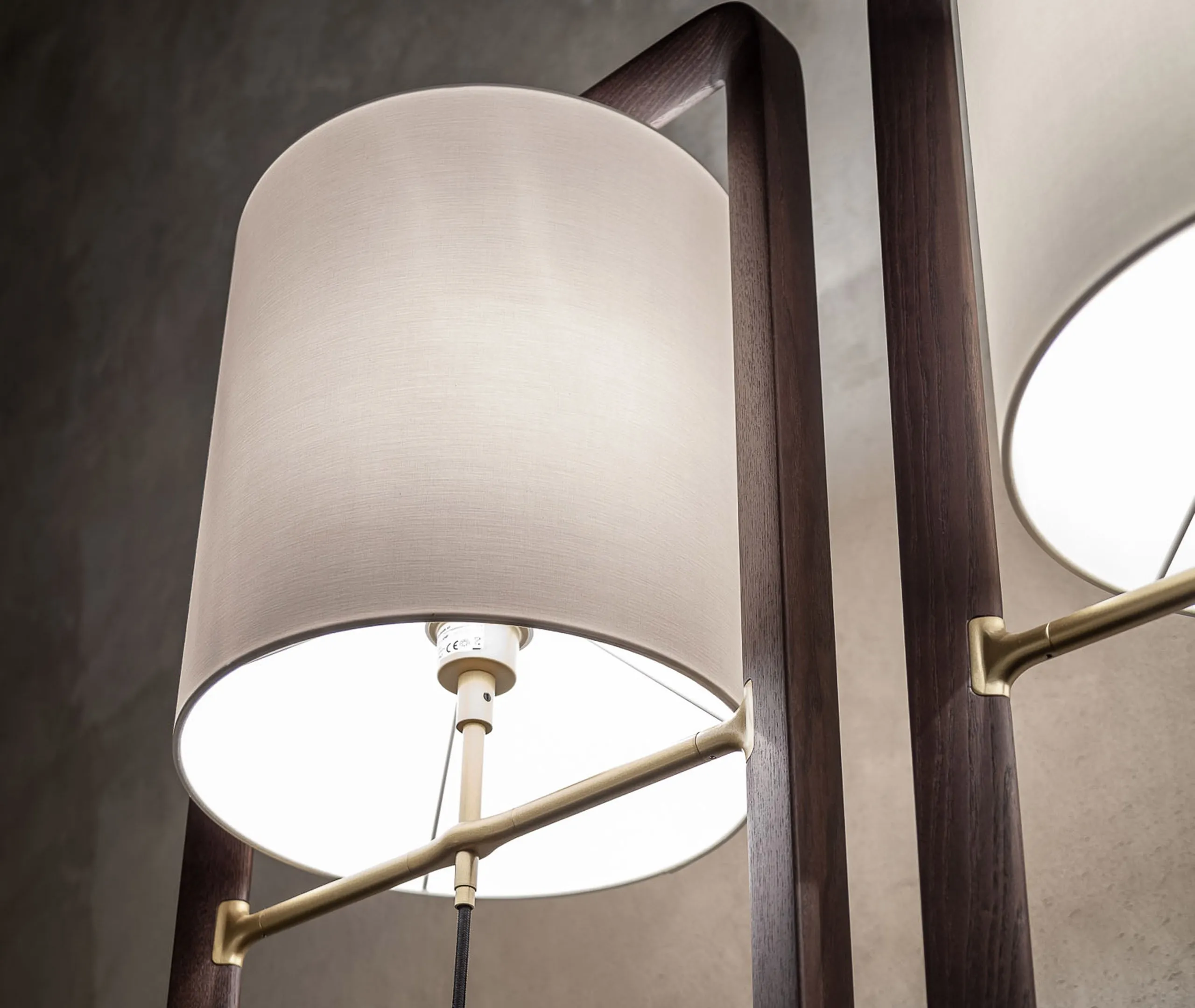 Floor Lamp with Steel Base - Moka, Ash Wood
