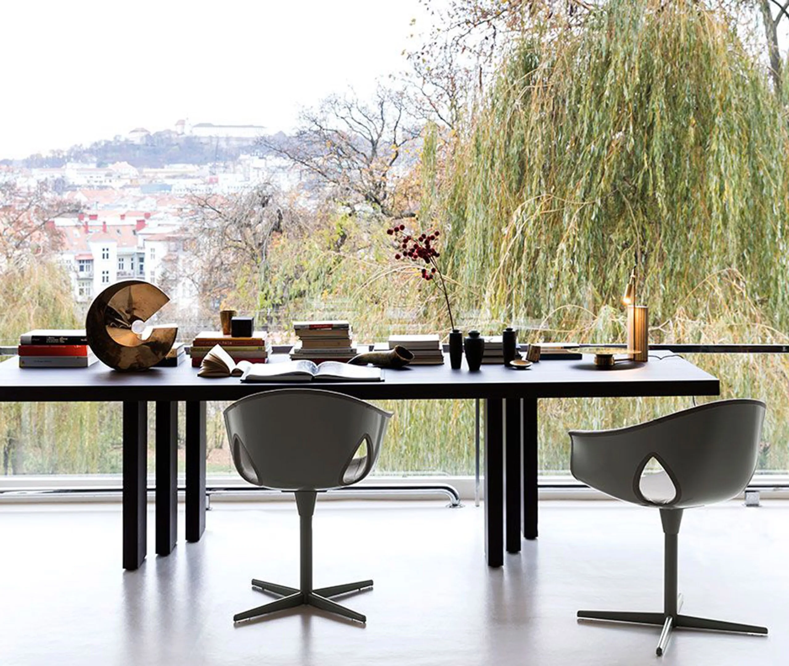 Ginger Ale Chair Column Base - Brown, Leather