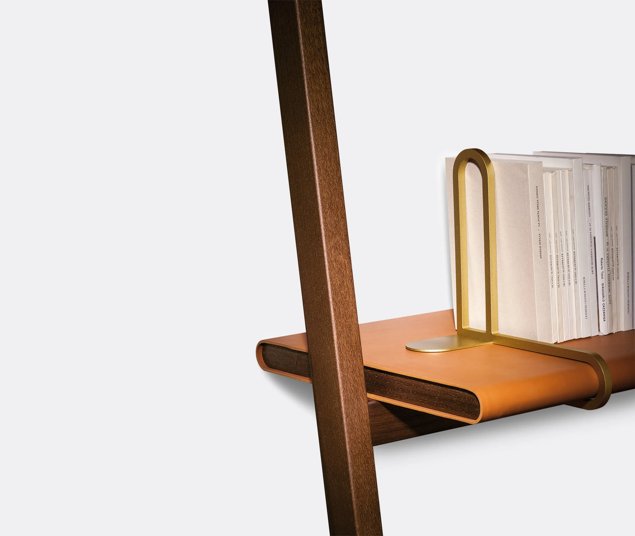 High Bookcase Wall Mount - Light Brown, Leather