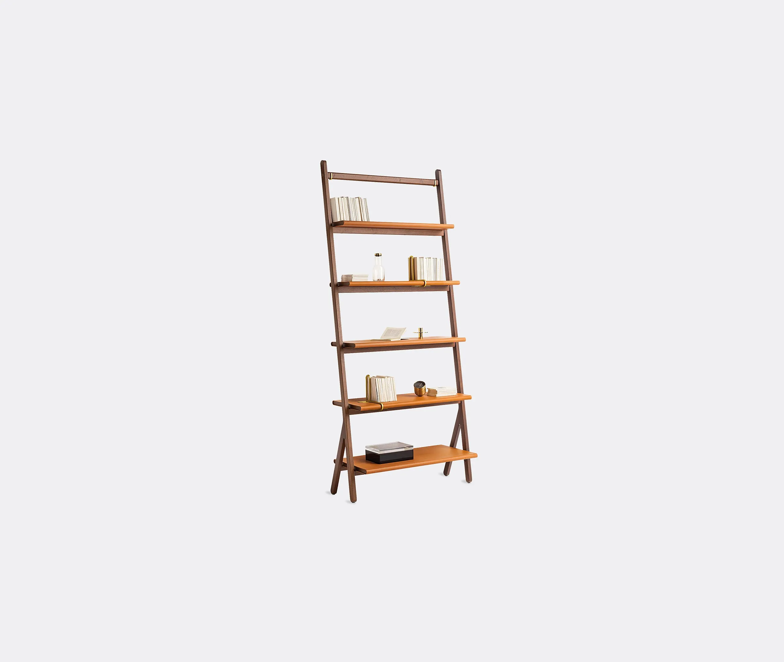 High Bookcase Wall Mount - Light Brown, Leather