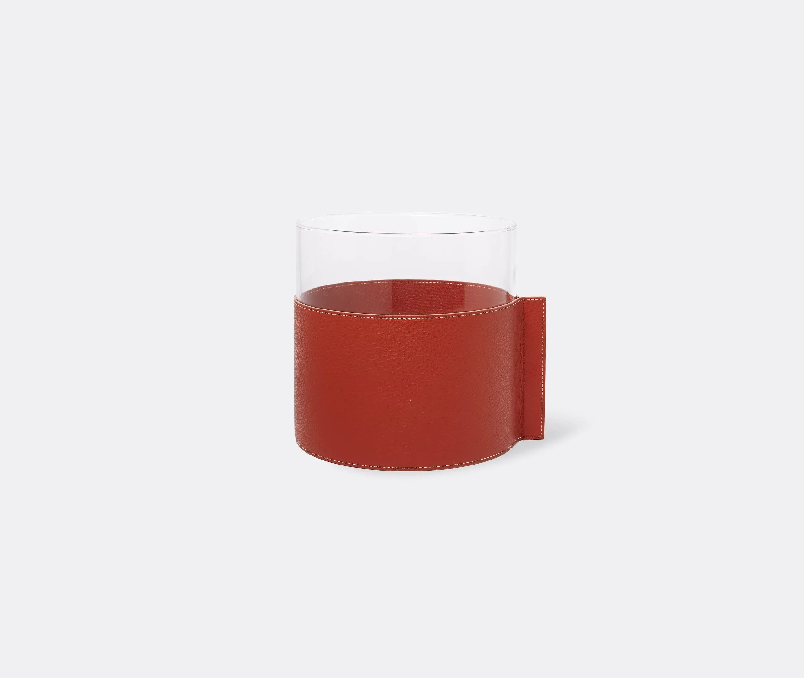 Large Leather Vase with Glass - Red, Leather image