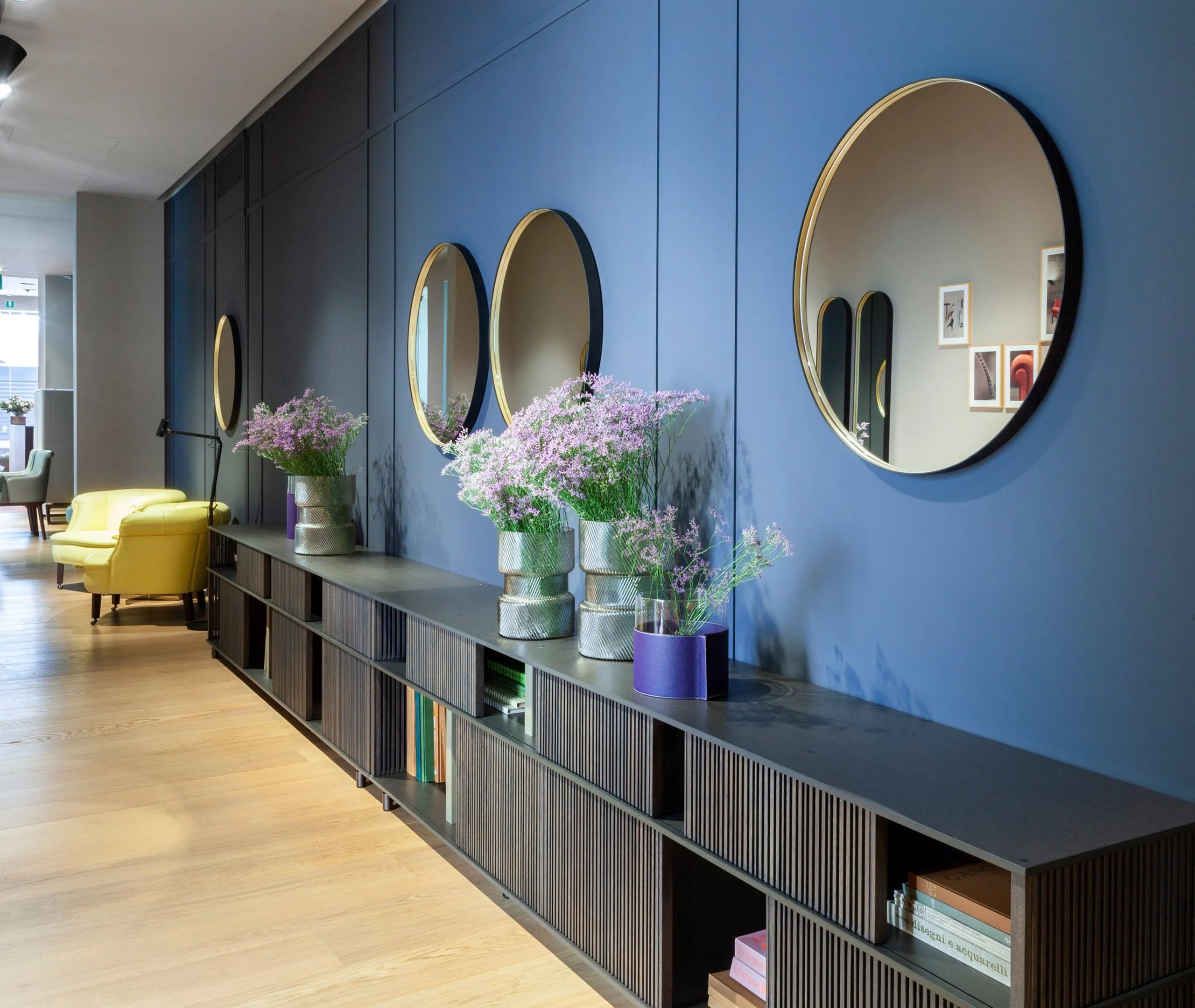 Large Round Mirror - Black, Leather