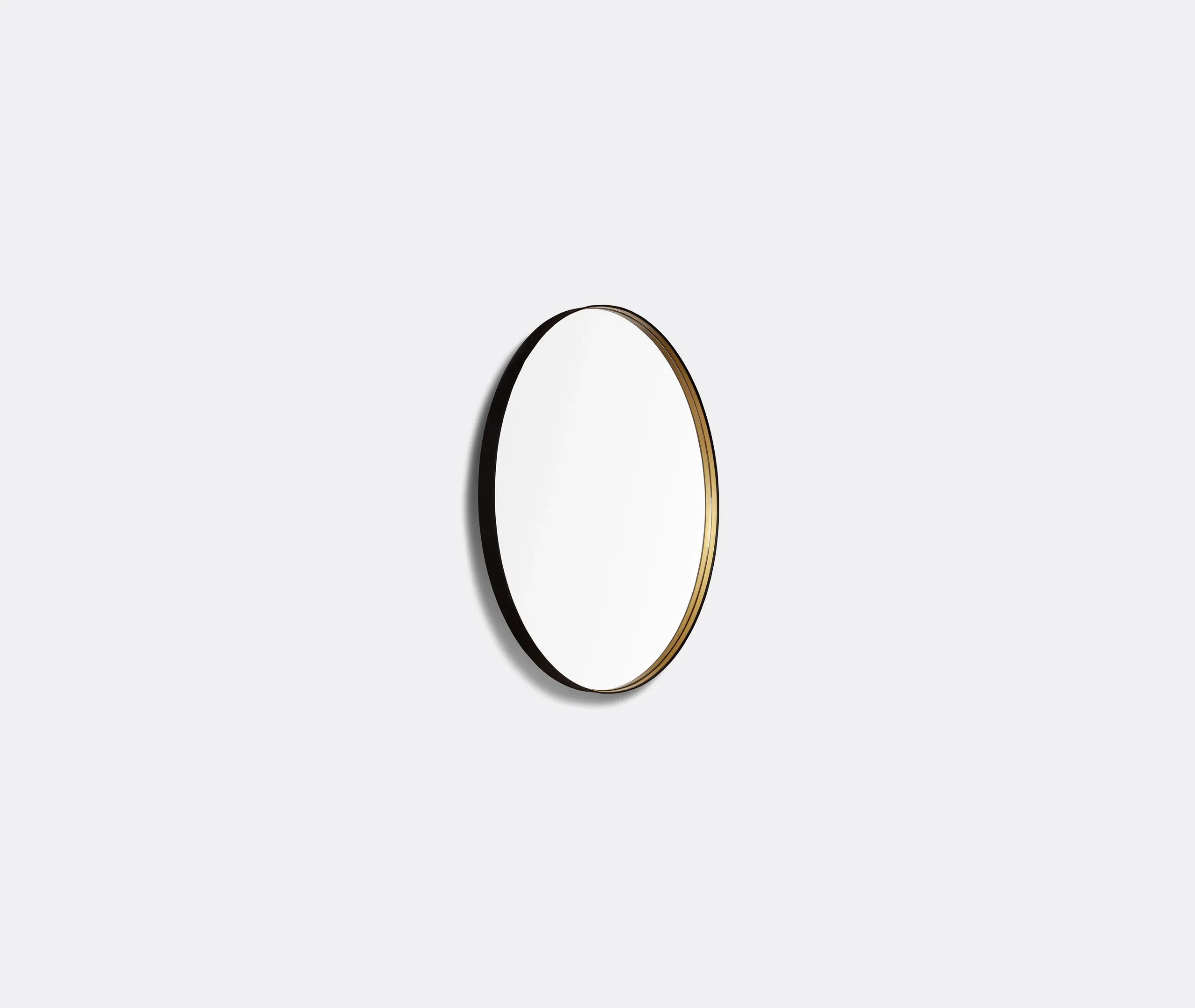 Large Round Mirror - Black, Leather