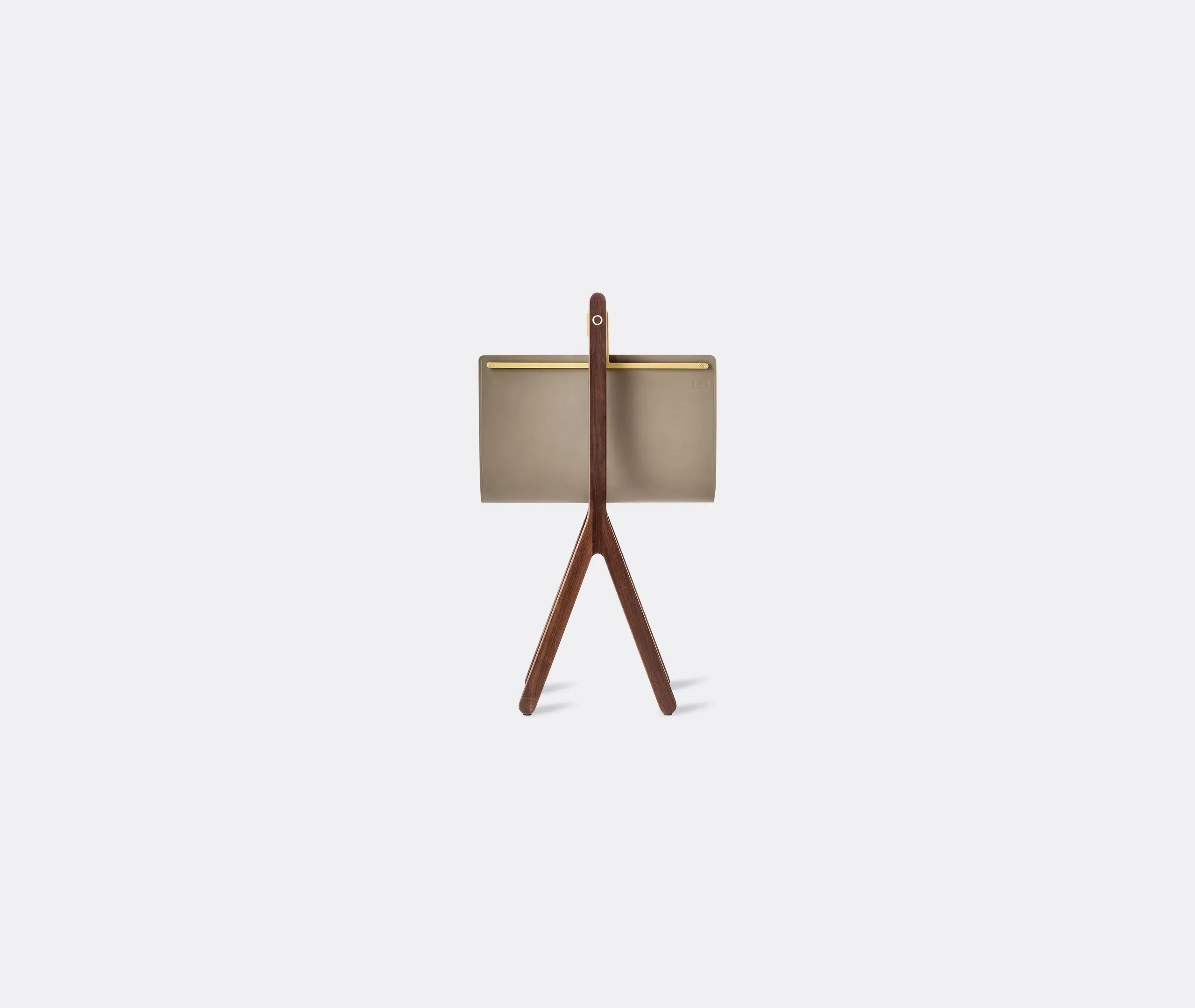 Magazine Rack with Brass Accents - Taupe, Leather