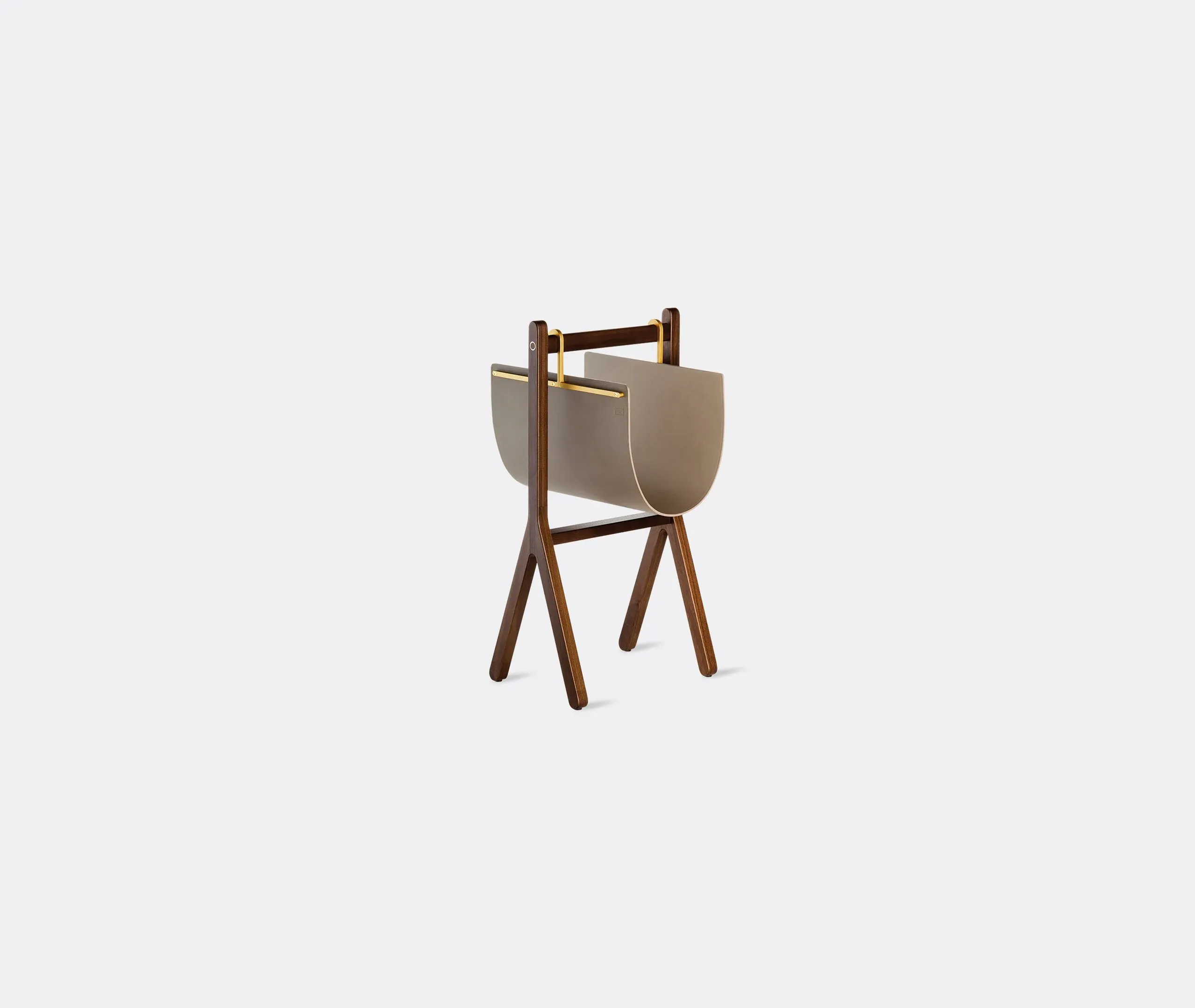 Magazine Rack with Brass Accents - Taupe, Leather image