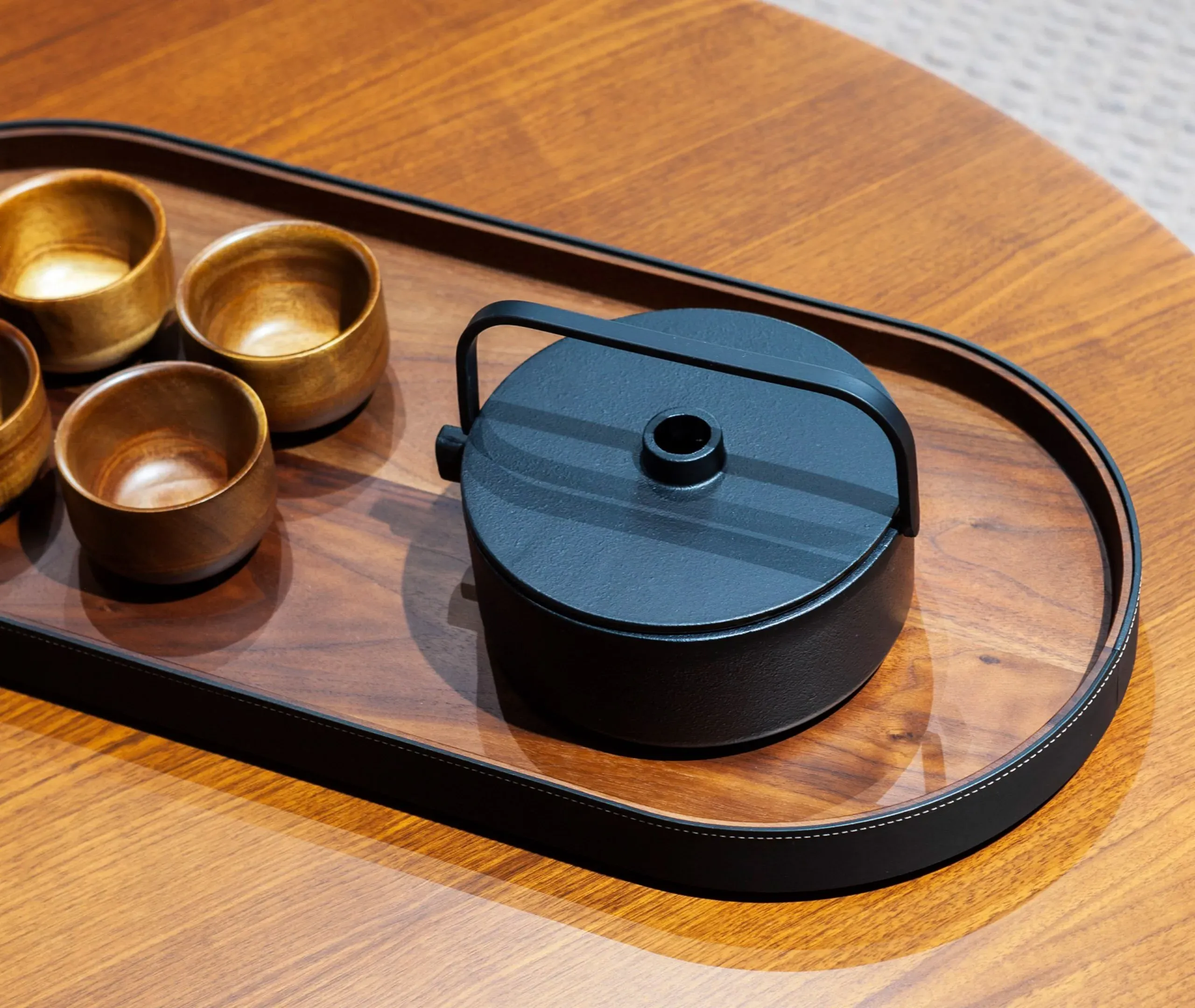 Oval Serving Tray - Black, Walnut