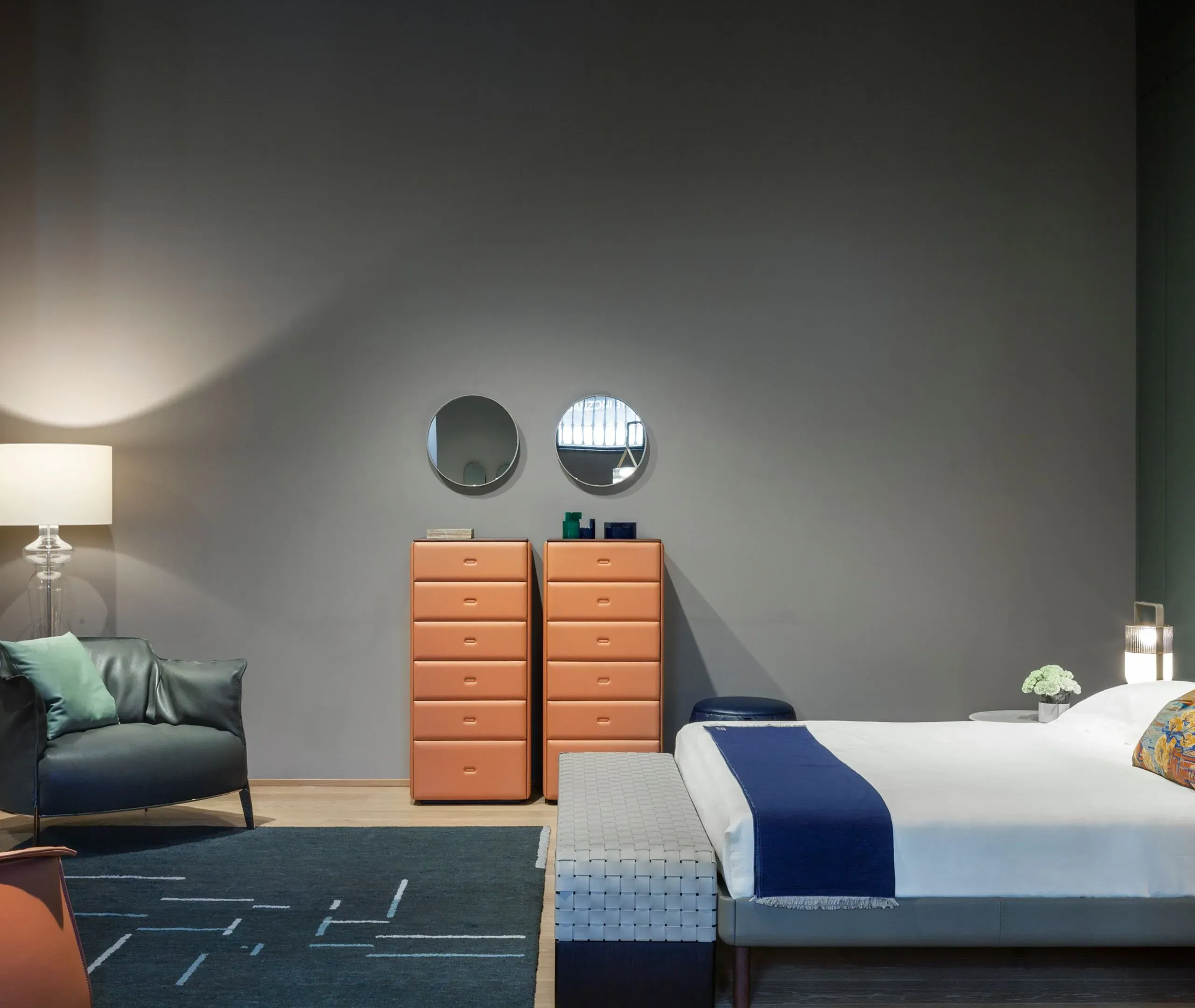 Ren Small Round Mirror - Light Brown, Leather