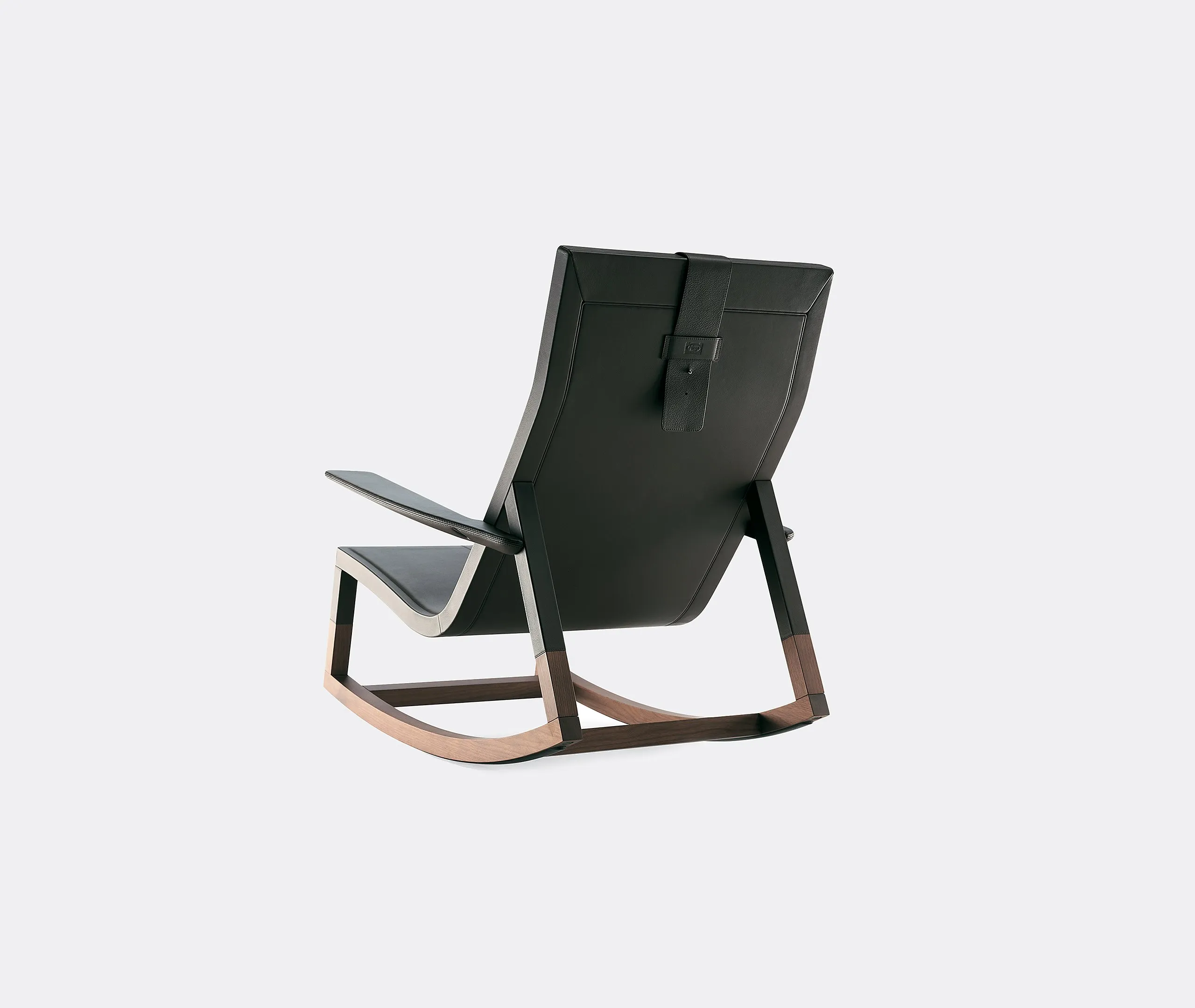 Rocking Chair with Headrest - Brown, Leather