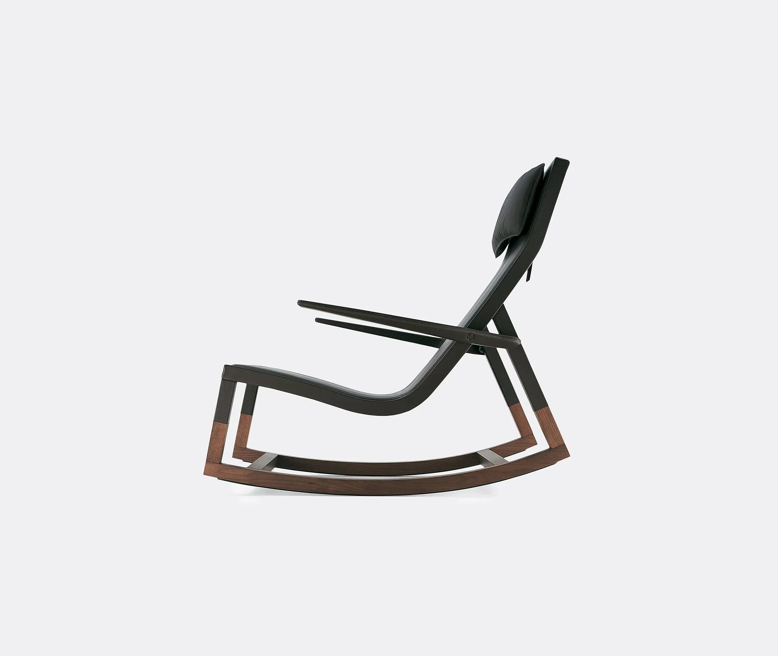 Rocking Chair with Headrest - Brown, Leather
