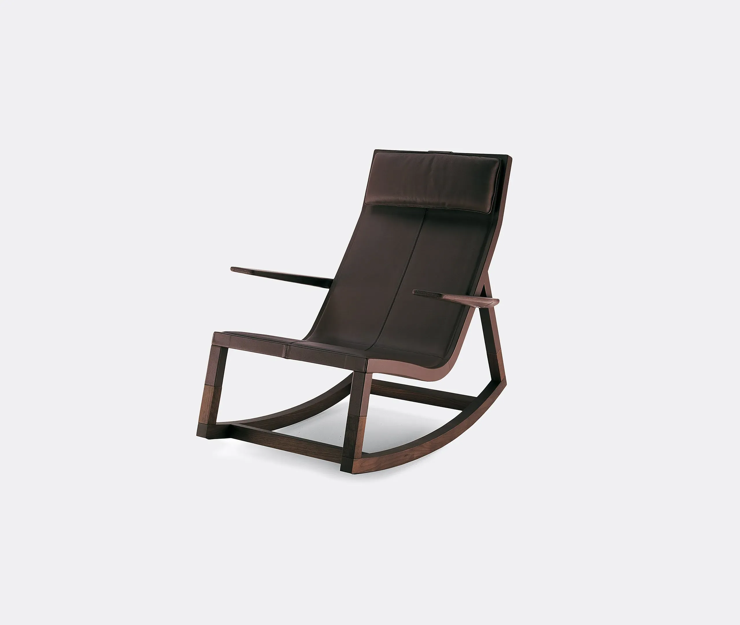 Rocking Chair with Headrest - Brown, Leather image