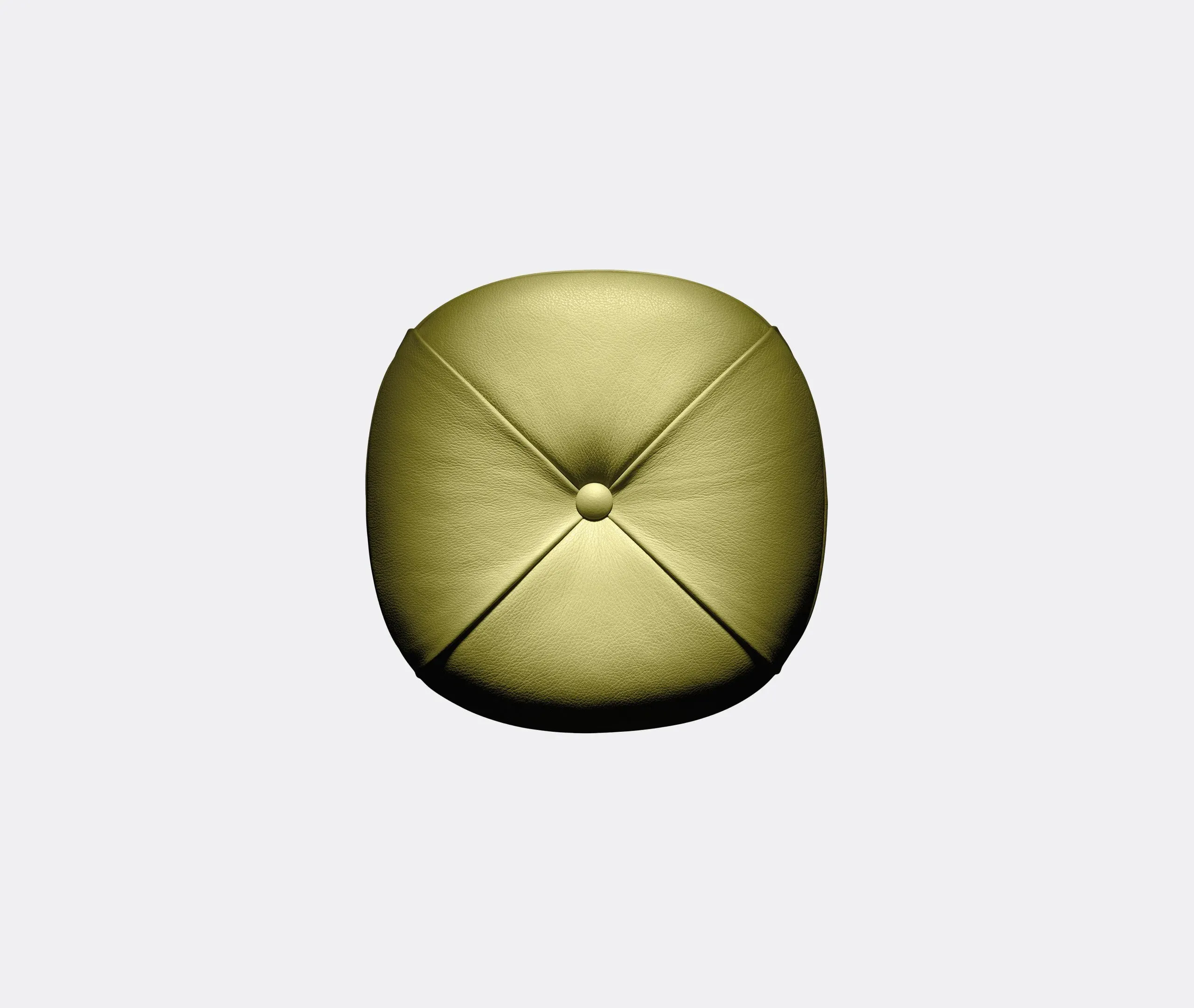 Round Ottoman with Button Detail - Green, Leather