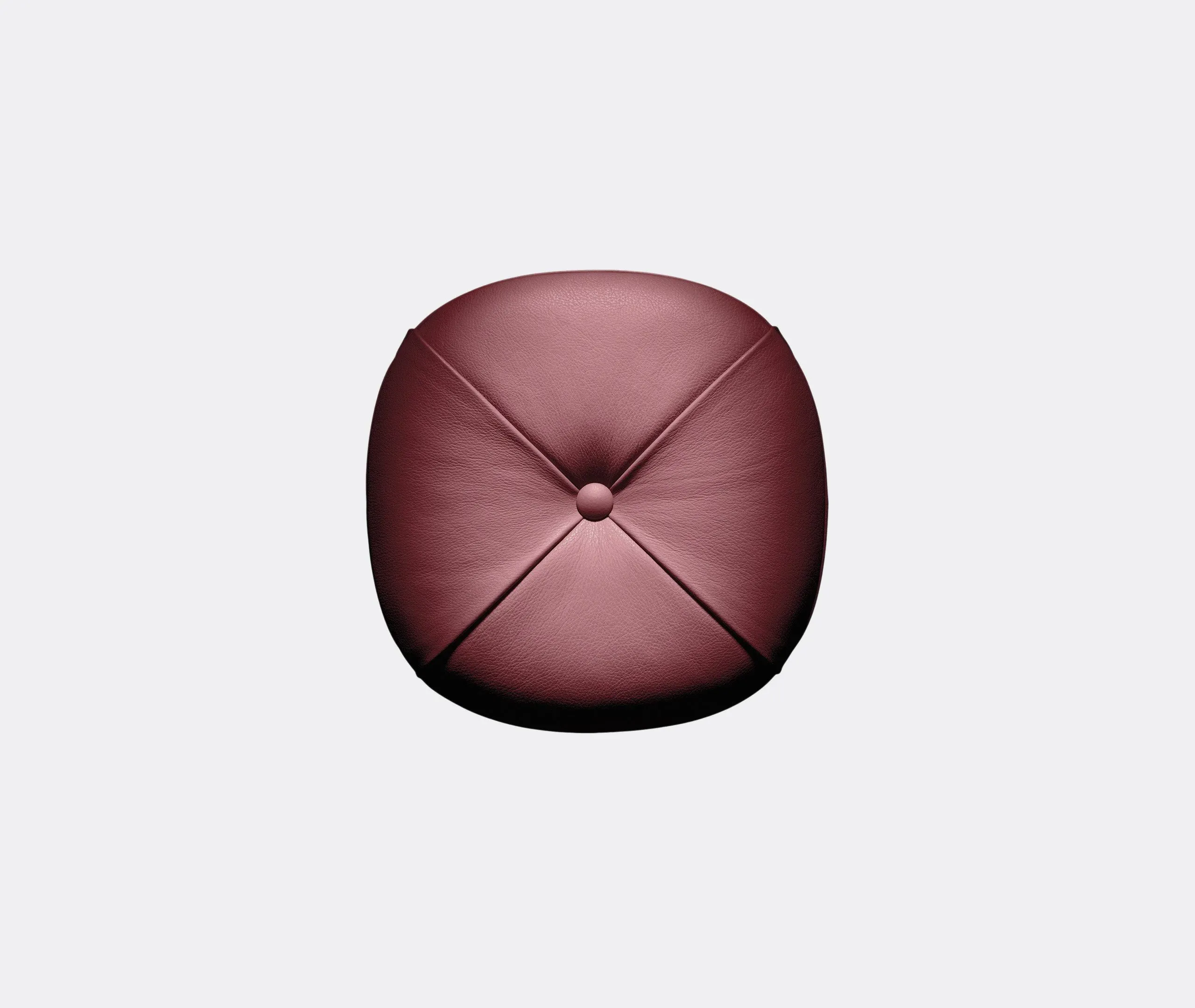 Round Ottoman with Button Detail - Red, Leather
