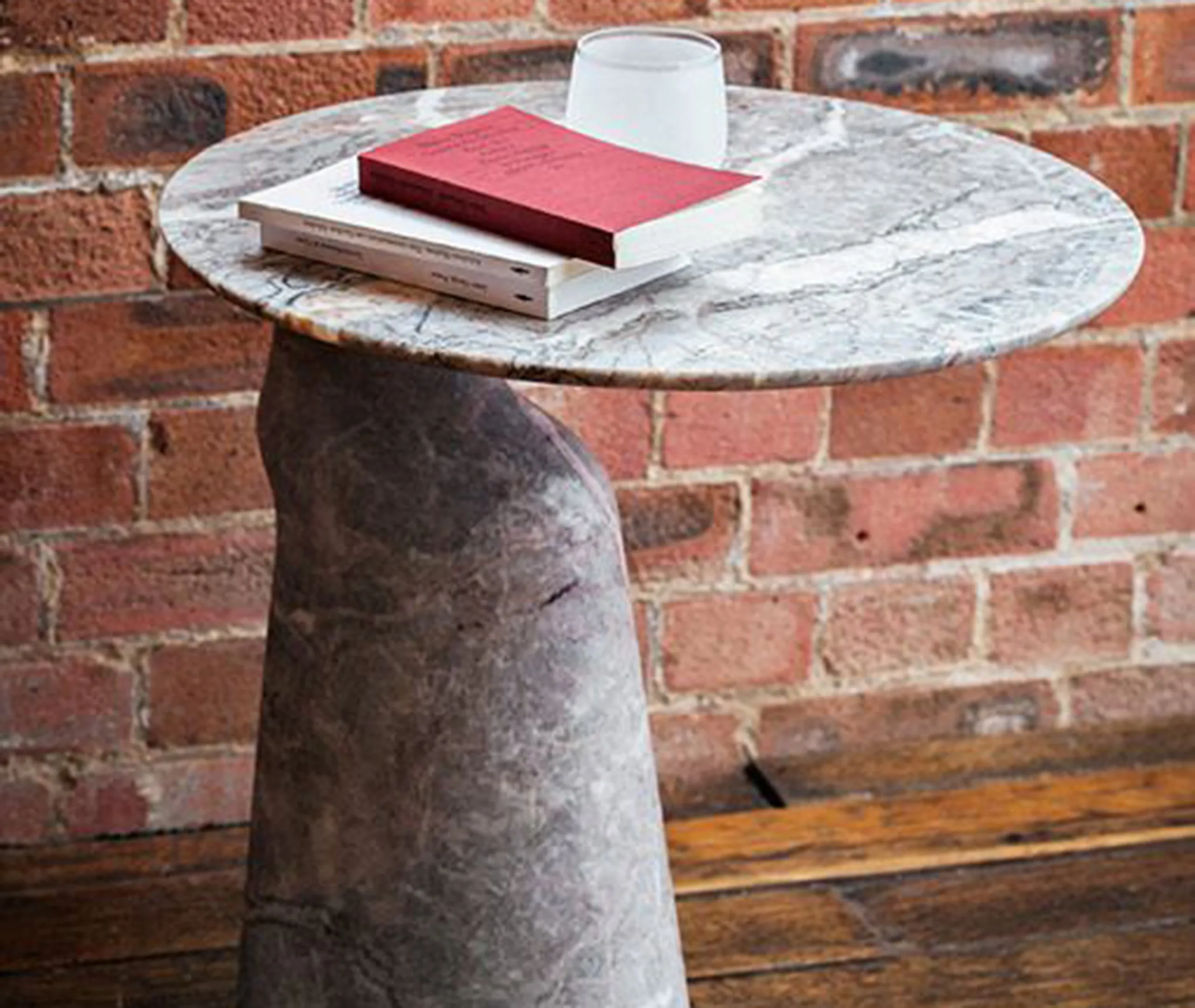 Round Side Table - Grey, Marble