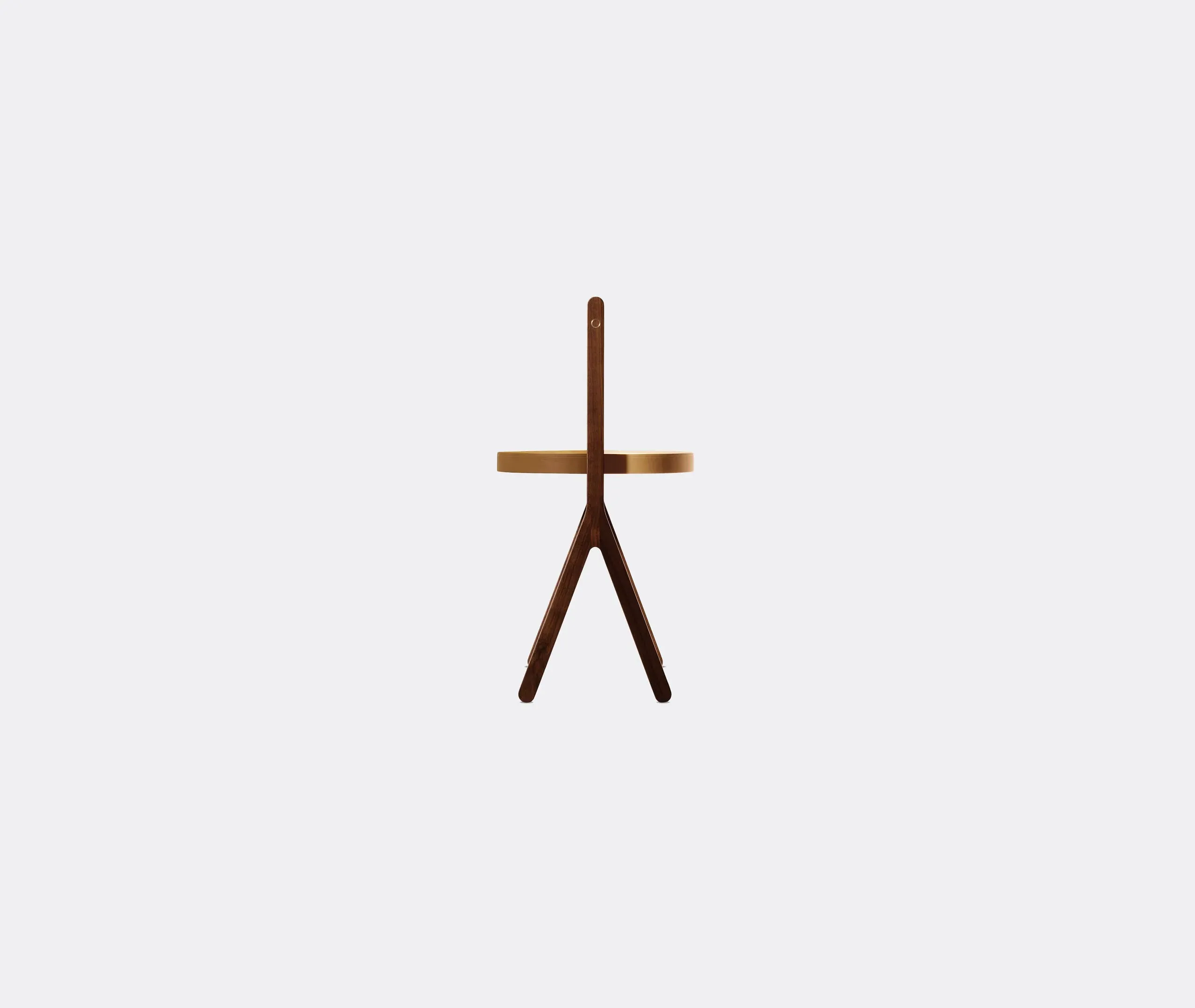 Side Table with Tray - Light Brown, Leather