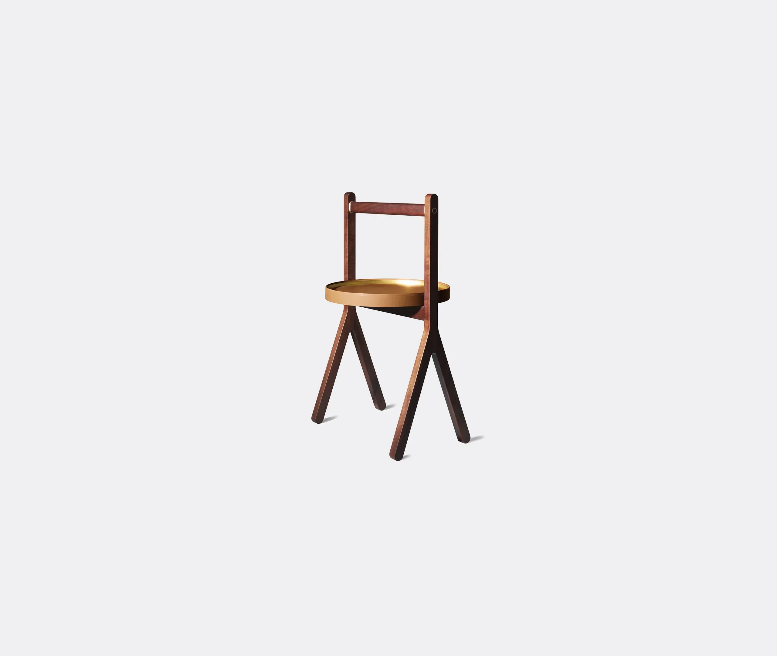 Side Table with Tray - Light Brown, Leather
