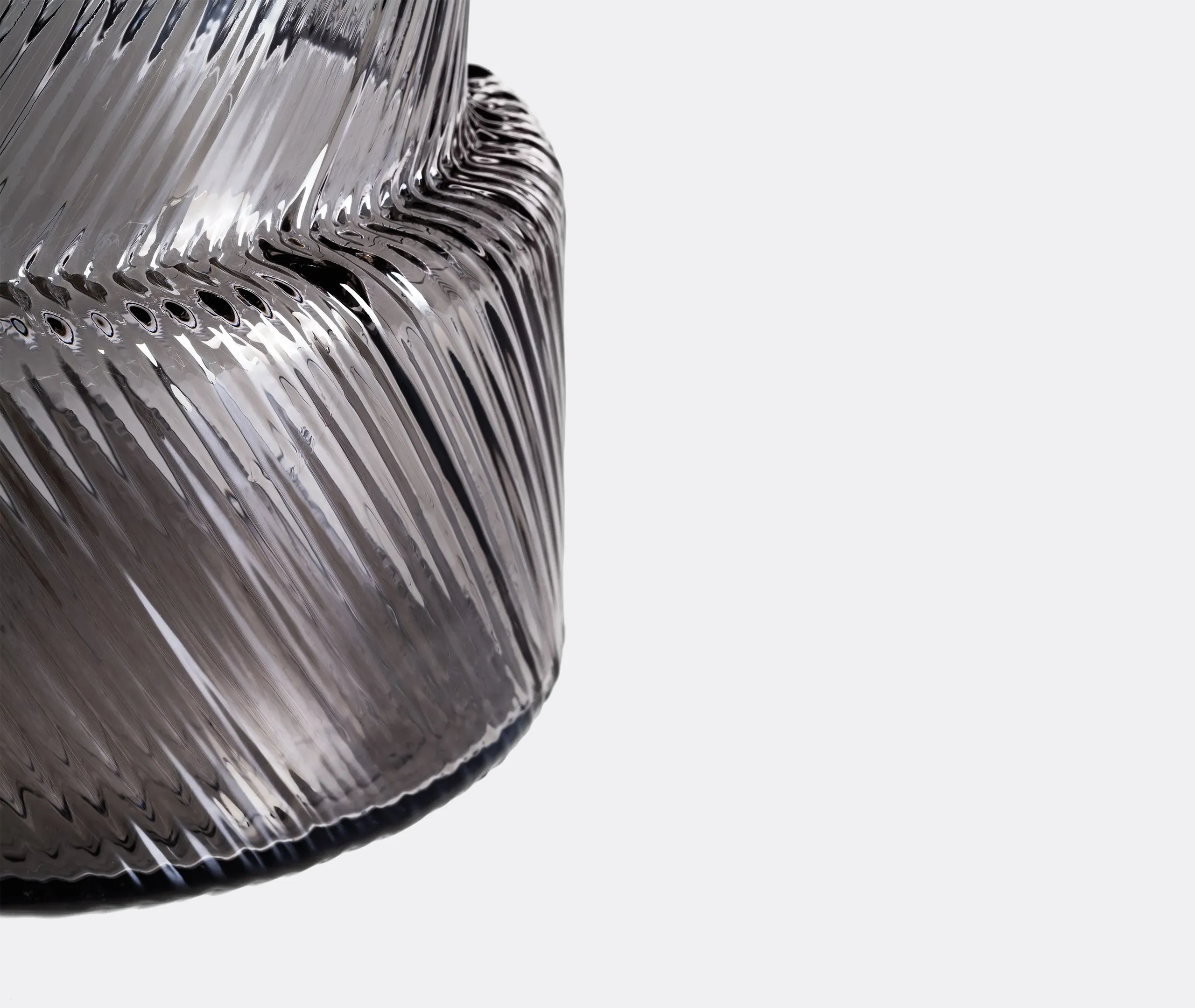 Small Glass Vase with Diagonal Lines - Grey