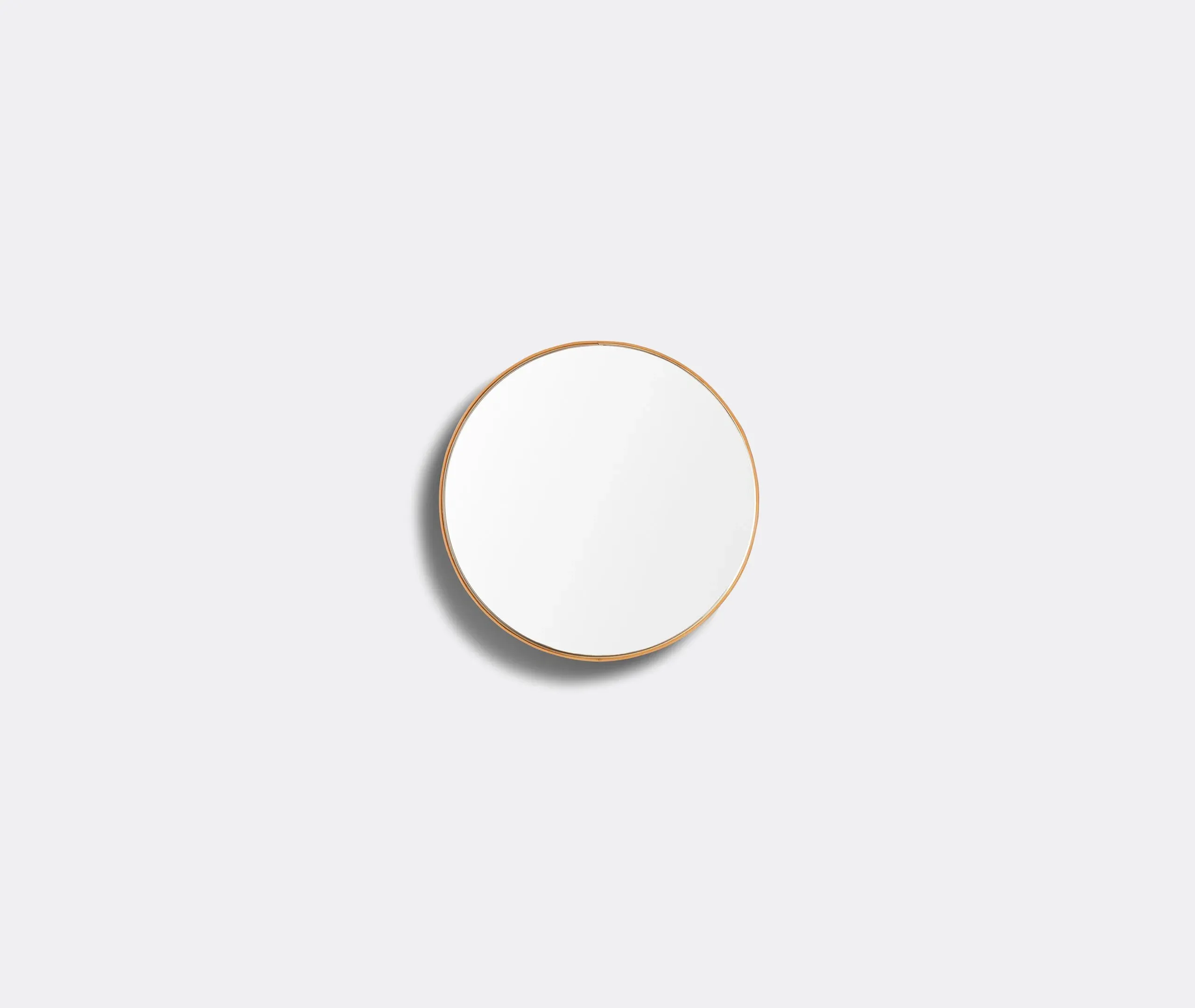 Small Round Mirror - Light Brown, Leather