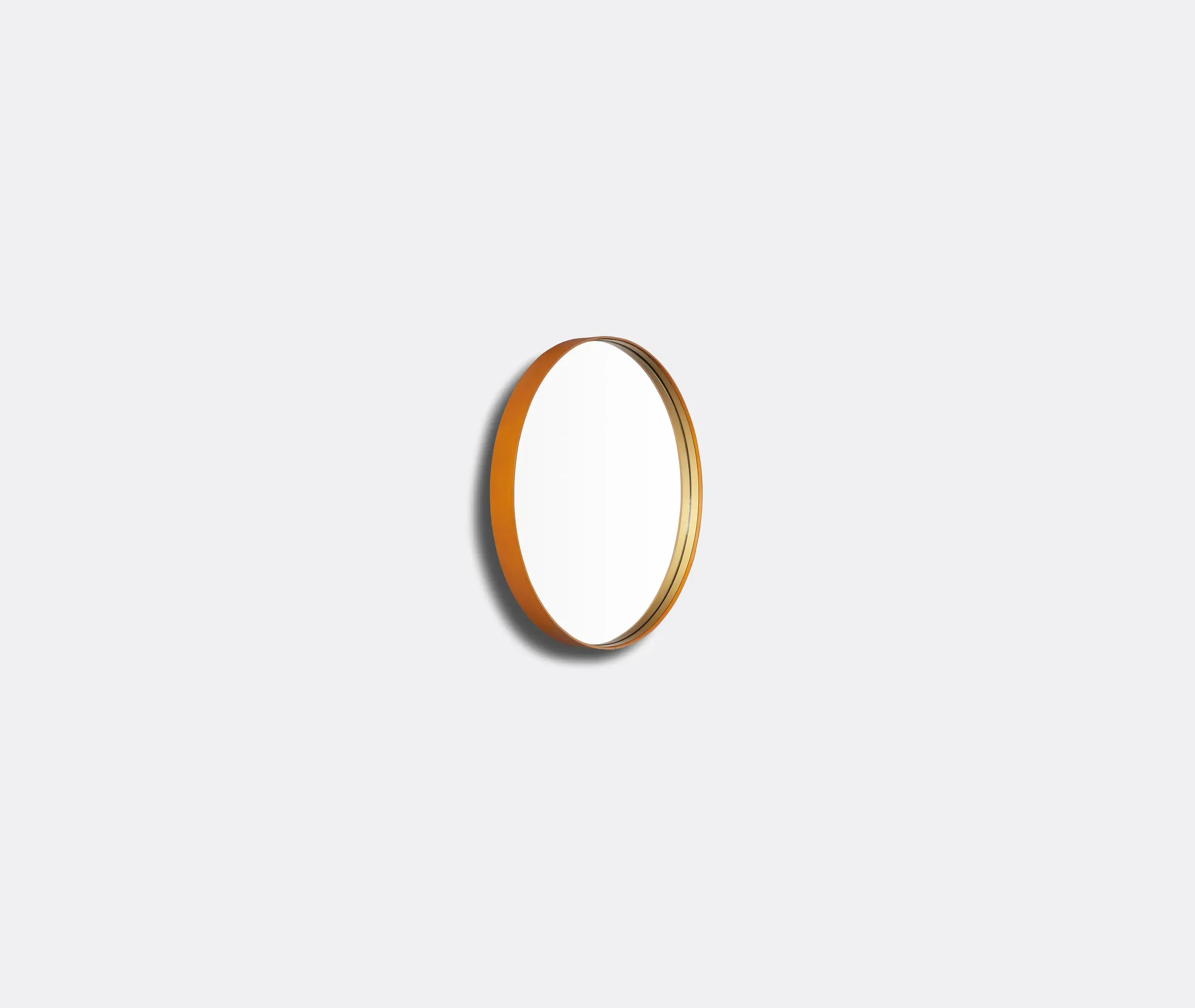 Small Round Mirror - Light Brown, Leather image
