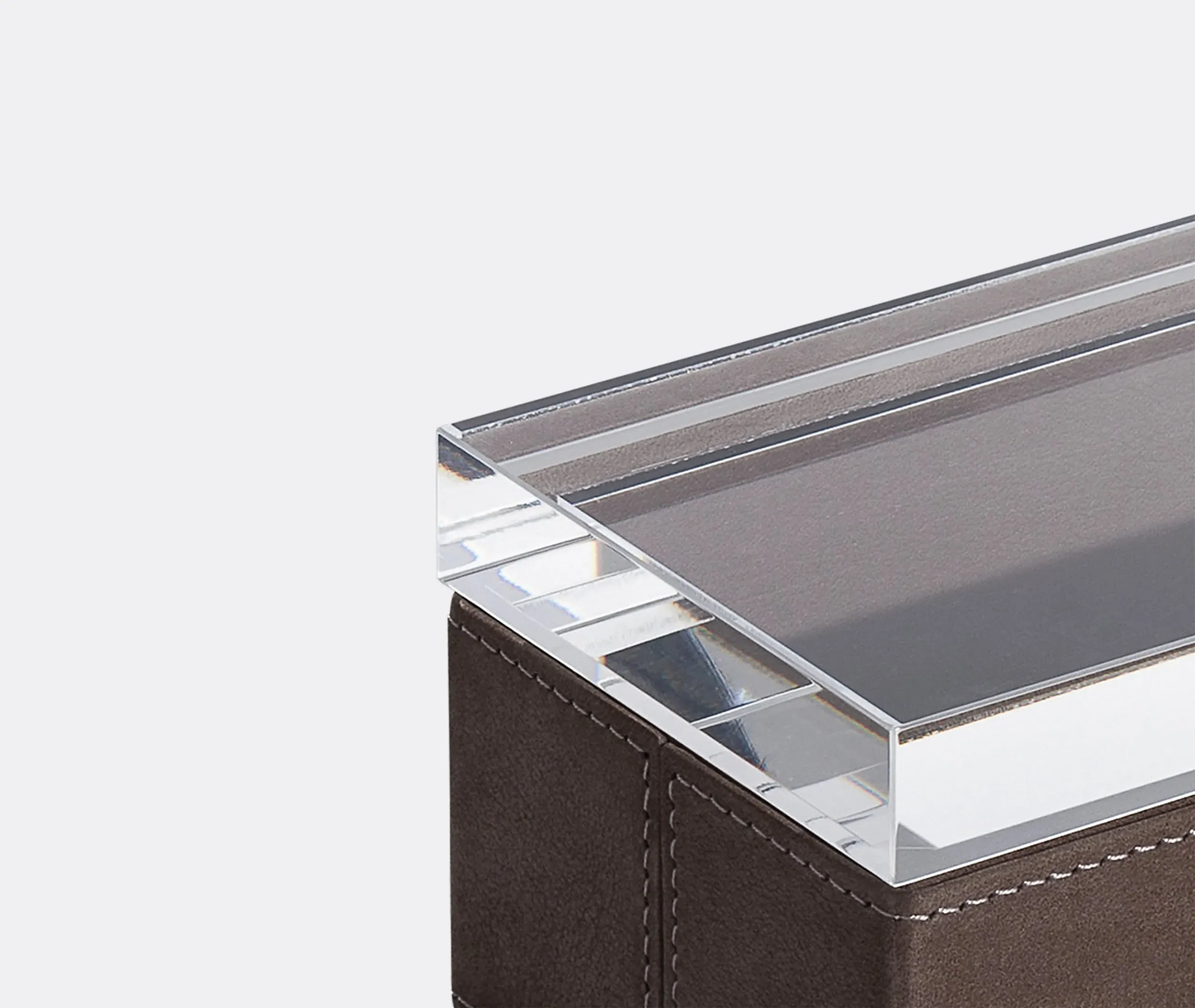 Small Storage Case with Lid - Seppia, Leather