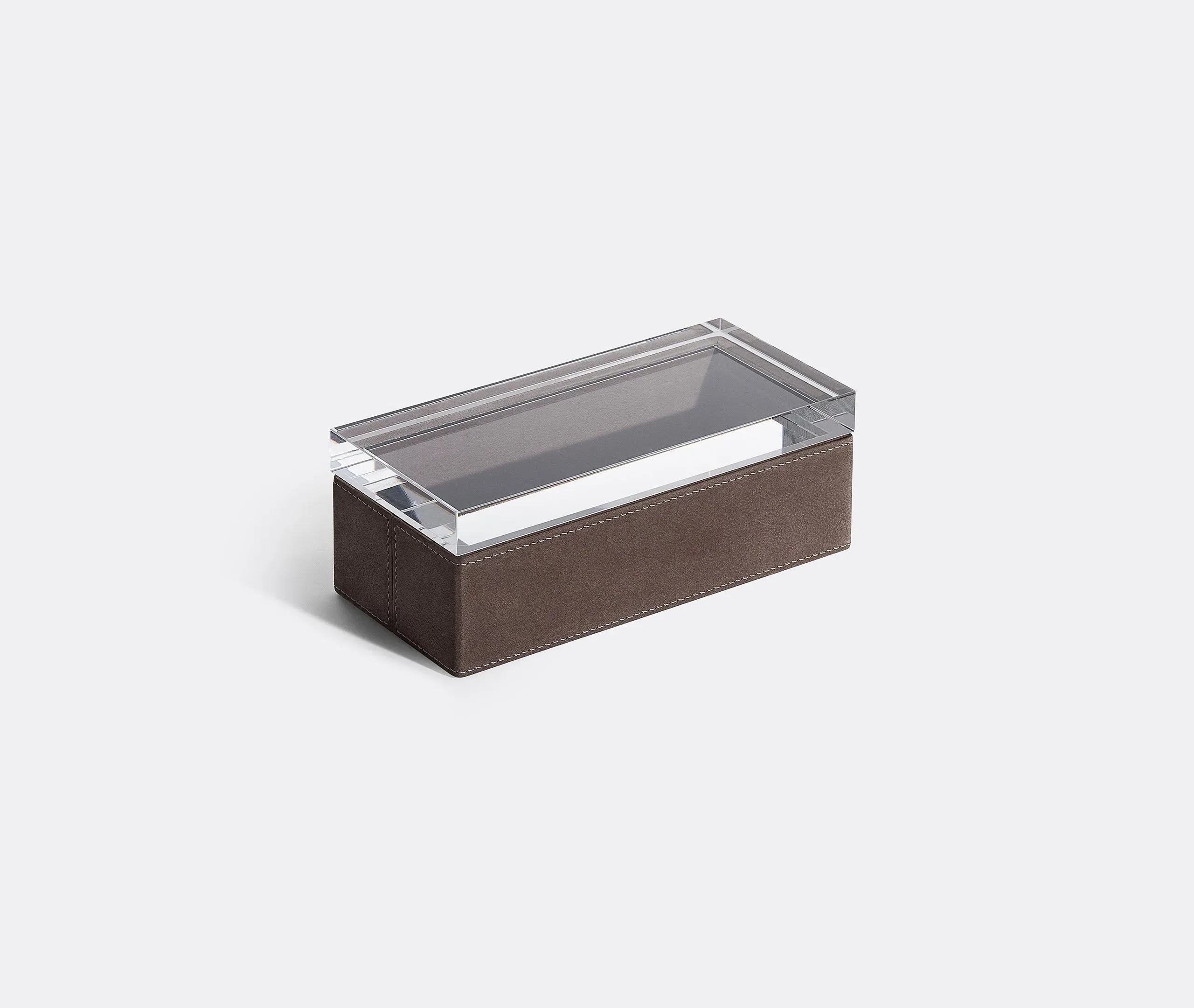 Small Storage Case with Lid - Seppia, Leather image