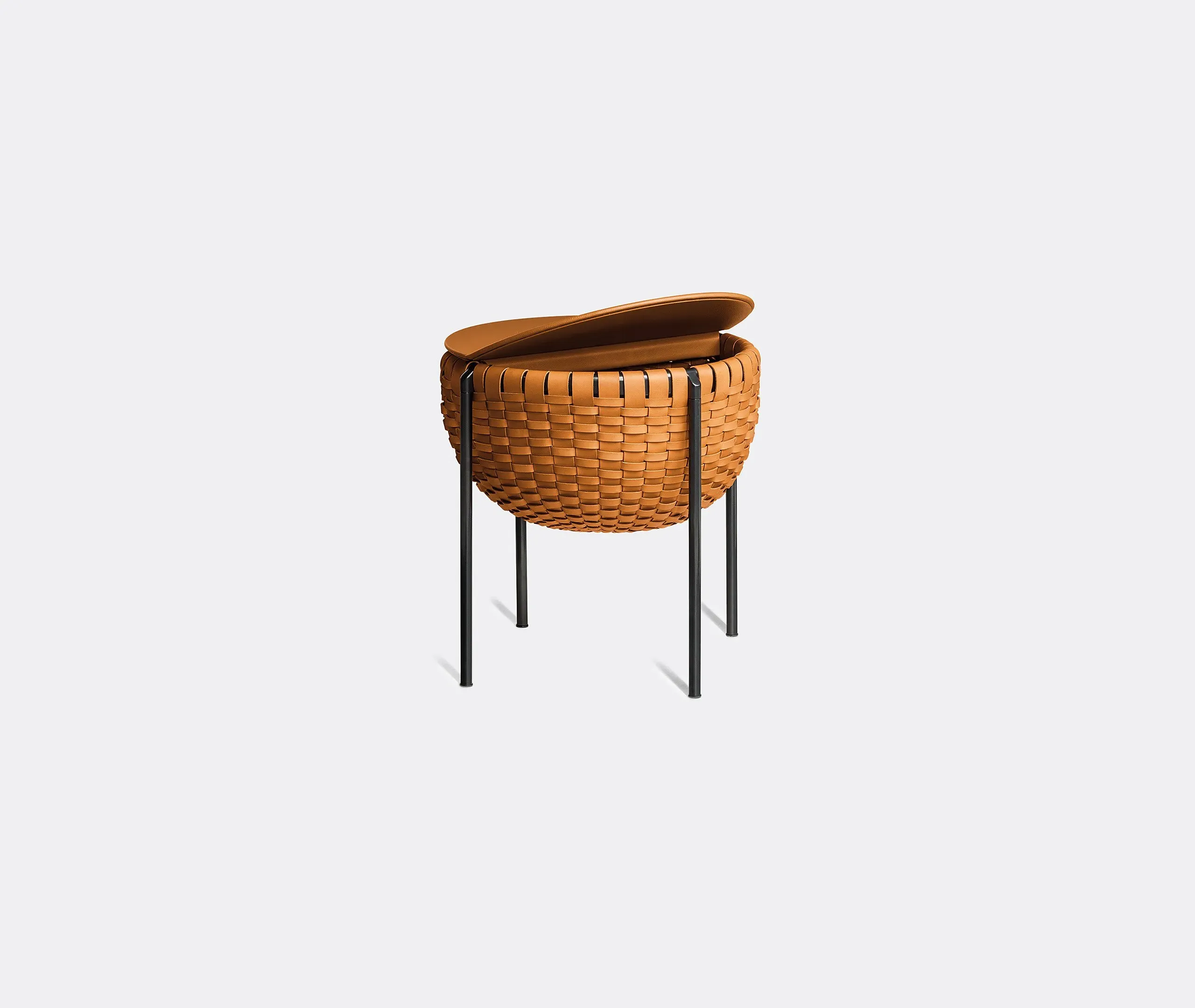 Small Table with Storage - Light Brown, Leather